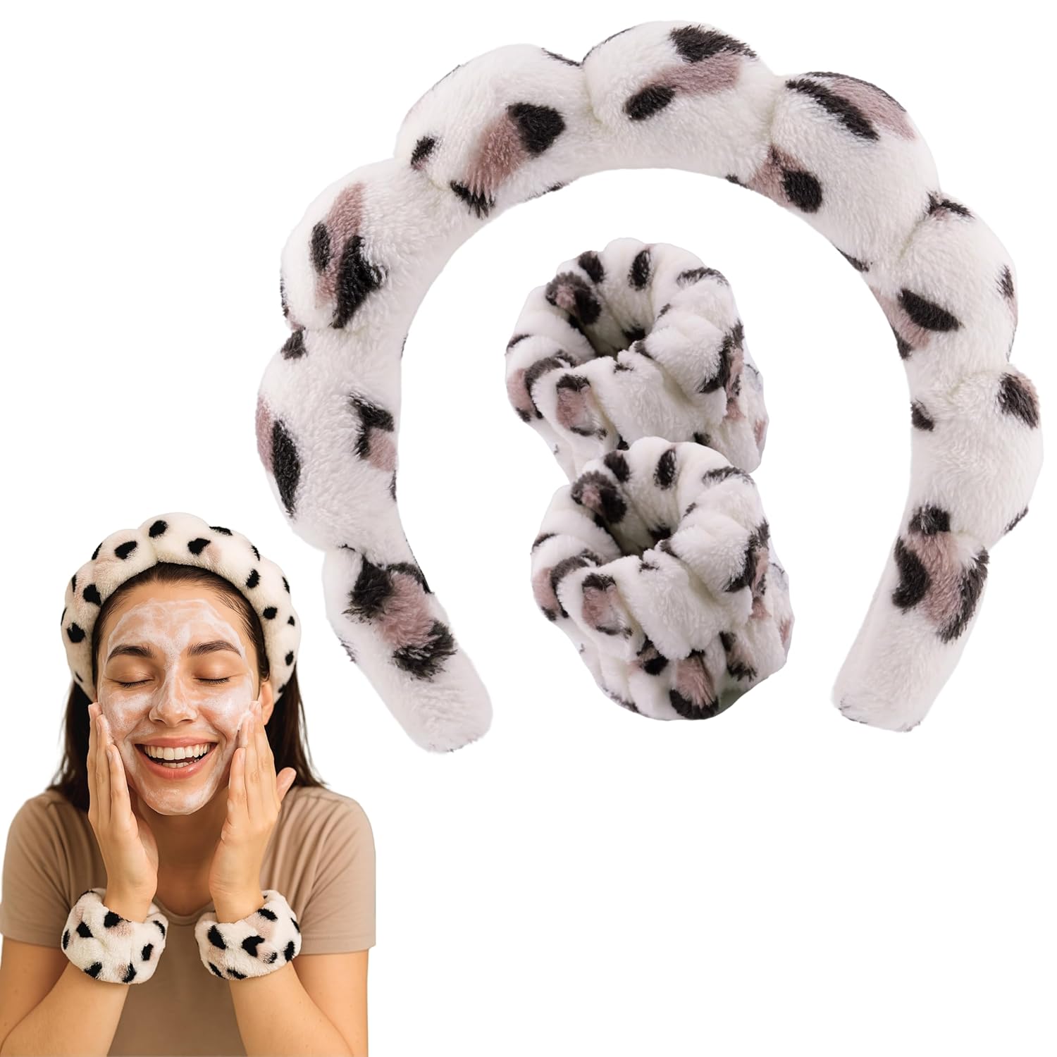 Spa Headband and Wristband Set – Fluffy Headband for Washing Face, Face Wash Hair band for Washing Face Women, Kids, and Skincare, Terry Cloth Hair and Wrist Bands for Spa and Face Care Spa Headband and Wristband Set – Fluffy Headband for Washing Face, Face Wash Hair band for Washing Face Women, Kids, and Skincare, Terry Cloth Hair and Wrist Bands for Spa and Face Care