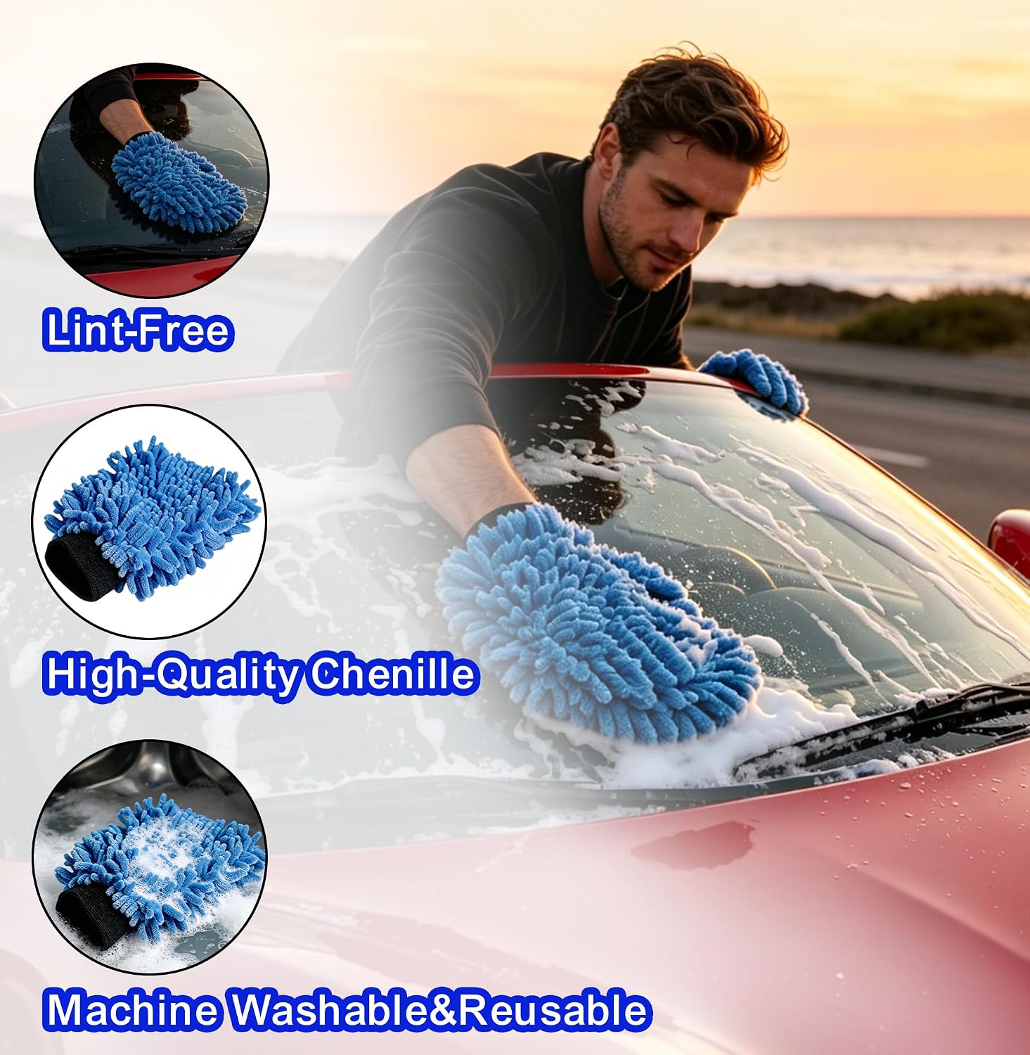 AgiiMan Car Wash Brush with Long Handle, 3-12FT Telescoping Car Cleaning Kit, Soft Bristle RV Wash Brush and Car Wash Mop for Car Truck SUV RV Boat Solar Panel House Siding Exterior Washing