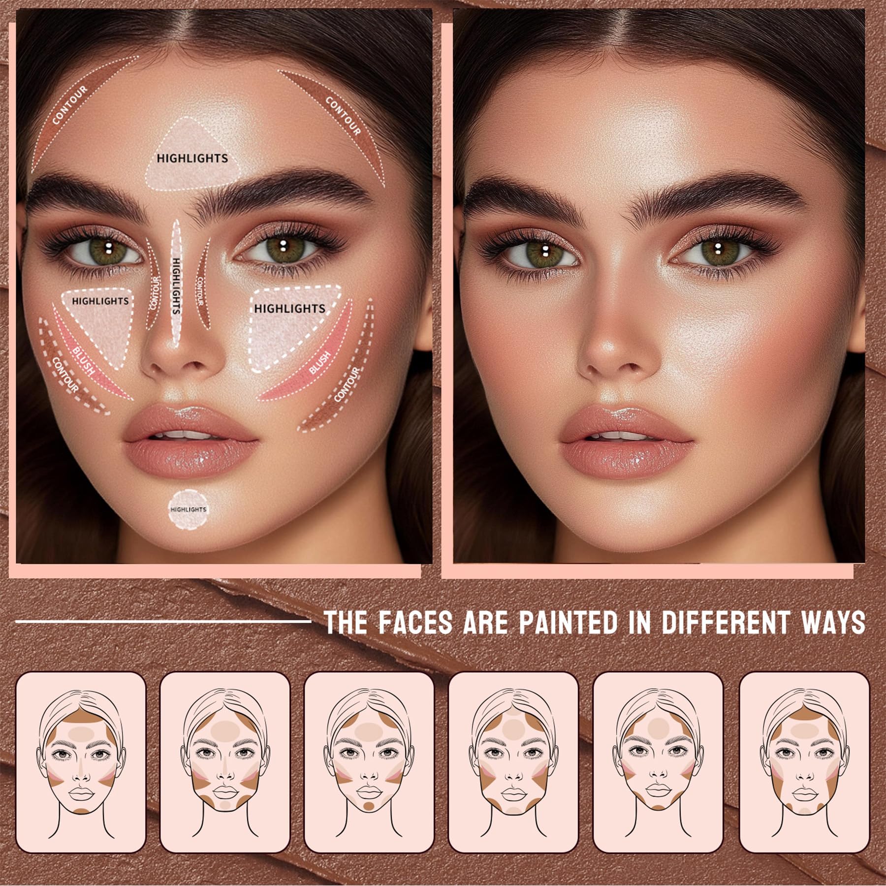 3PCS Contour Highlighter Blush Stick Set Waterproof Long-Lasting Cream Stick for Cheeks, Lips & Eyes, Long-Lasting & Easy to Apply - Image 4