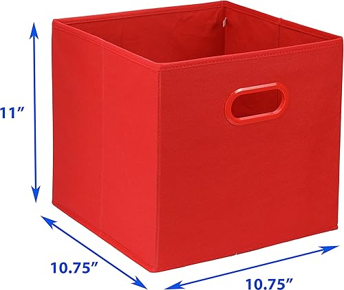 Miniatura 7 de Simple Houseware Contenedores de almacenamiento de cubo plegables con asas, de 11 pulgadas, rojos, paquete de 6, organizadores de cubos de tela para