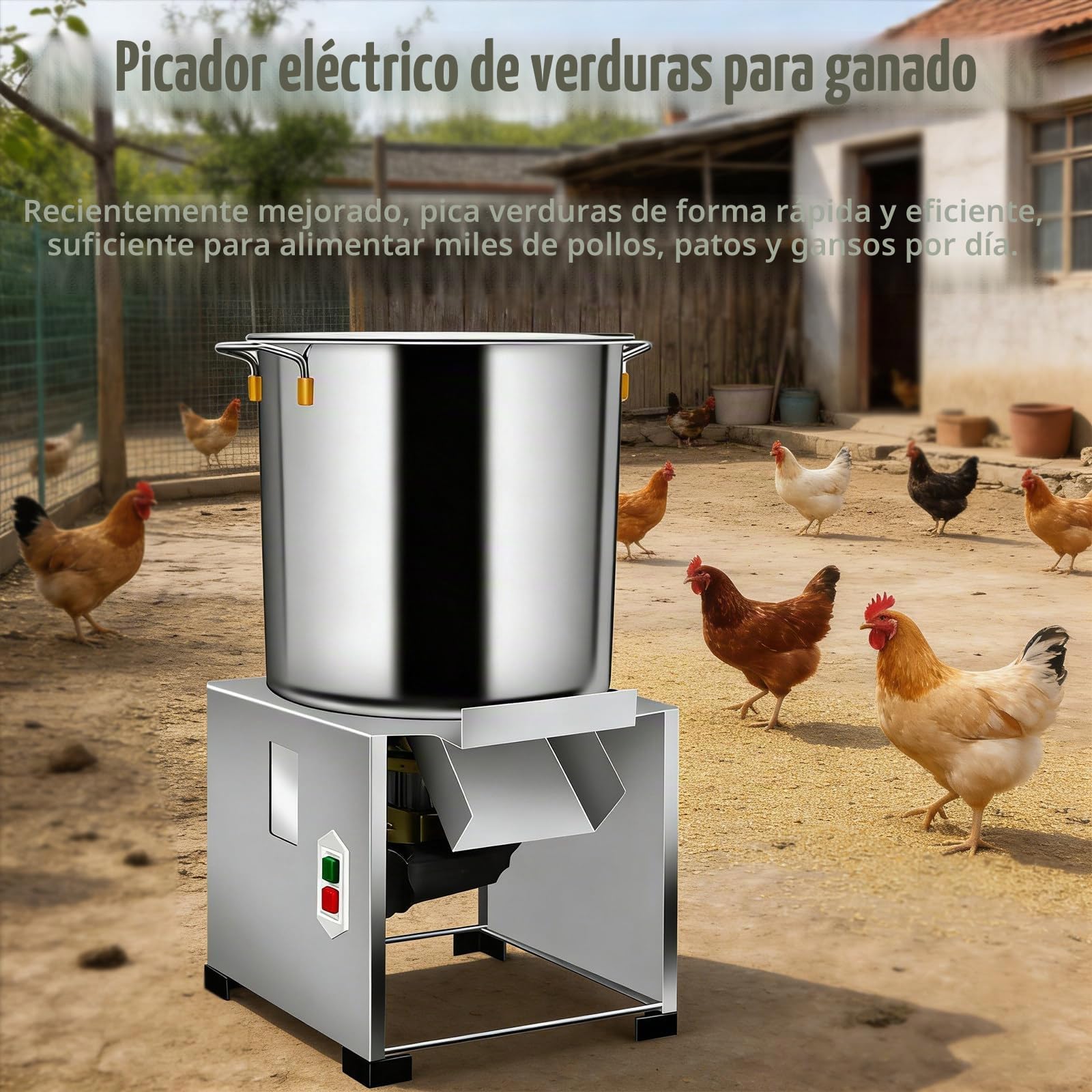 Procesador De Alimentos Comercial, Picadora Eléctrica De Verduras De 3500 RPM, Rallador Y Triturador Profesional De Verduras De 1800 W, para Una Alimentación Animal Eficiente.