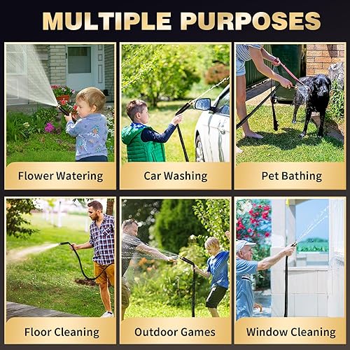 Miniatura 7 de Manguera de jardín de 75 pies, flexible, resistente, ligera, sin torceduras, larga, no expandible, manguera plana de alta presión, 75 pies, fuerte