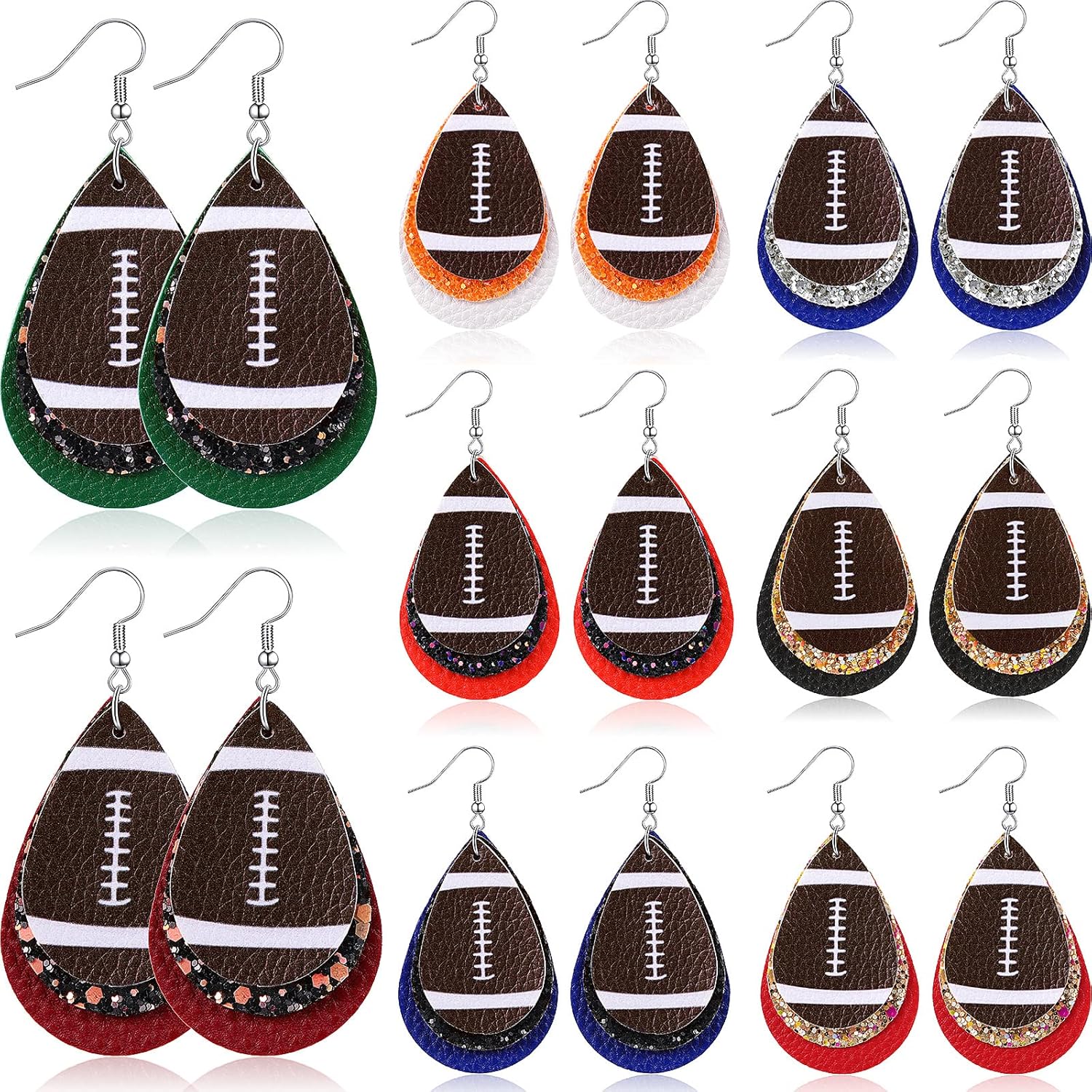 8 Pairs Baseball Leather Earrings for Women Sport Lover