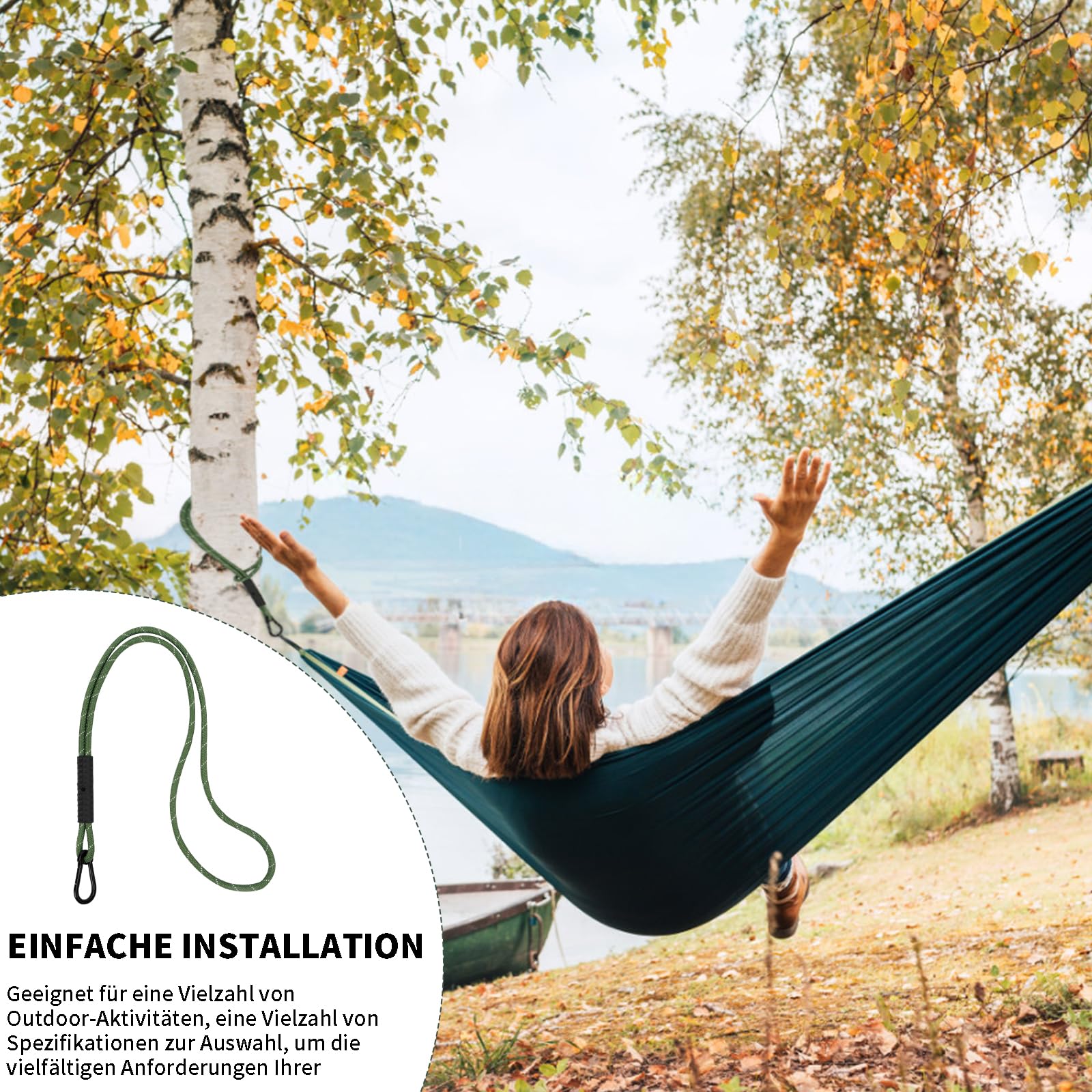 2er Schaukel Befestigung Seil,53cm Hängematte Hängesessel Aufhängung Set Befestigung,Seil mit Karabiner Für Outdoor-Baumschaukel Spielplatz Schaukelaufhängung,Grün/453kg