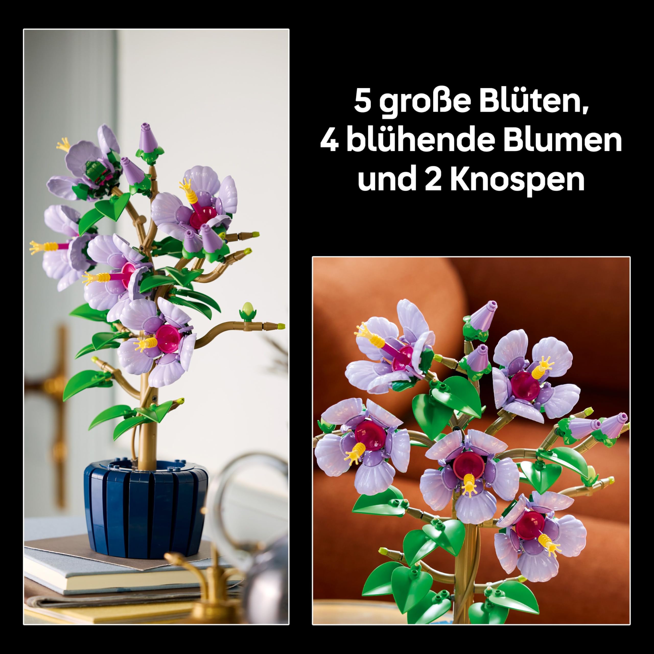 LEGO Hibiskus Blume (10372) - Blumen LEGO Botanicals, Blumenstrauß Deko (inkl. bedruckter Fliese)