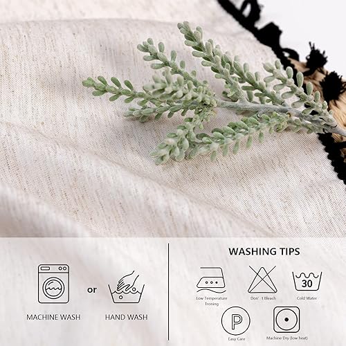 Miniatura 8 de MYSKY HOME Mantel rectangular de 60 x 102 pulgadas, mantel impermeable con borlas de algodón y aspecto de lino, mantel de granja, sin arrugas, con