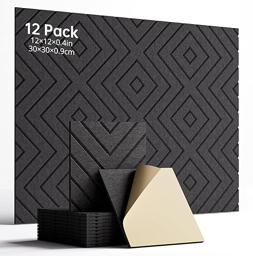 Miniatura 12 de Paneles de espuma con aislamiento de sonido para paredes, paquete de 12 paneles autoadhesivos acústicos, paneles de pared insonorizados de 12 x 12 x