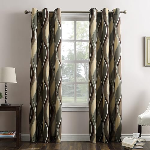 No. 918 Intersect Ogee Print Semi-Sheer Grommet Curtain Panel