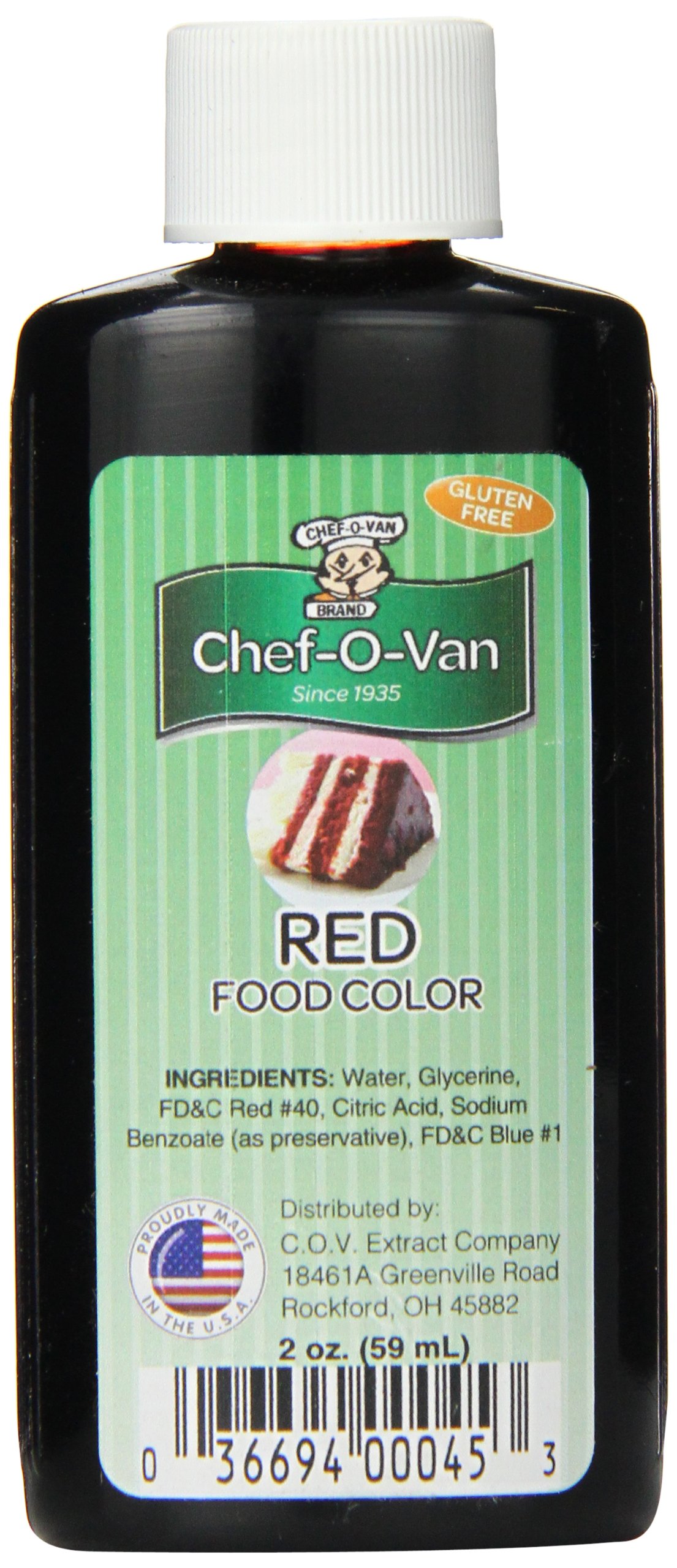 Chef-O-Van Food Coloring, Red, 2 Ounce