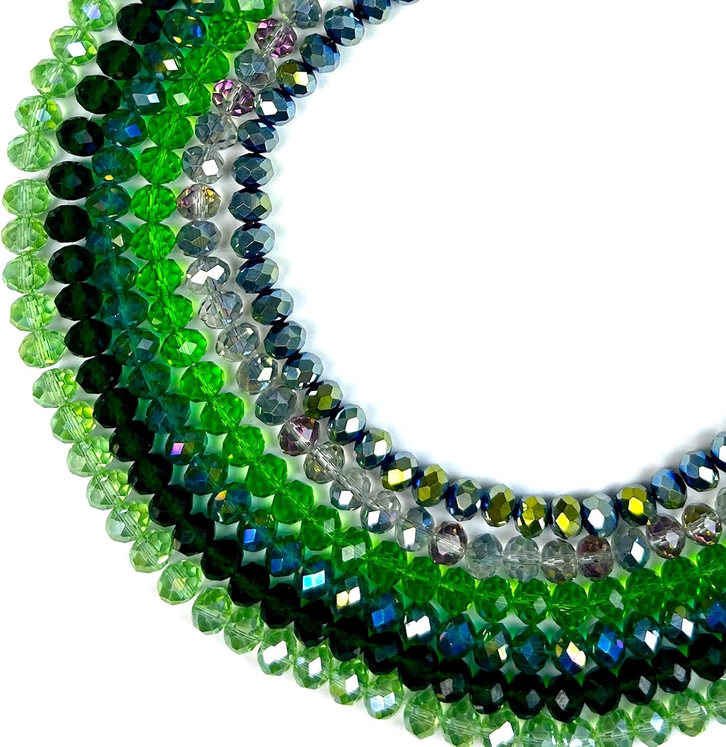 390pcs Glass Beads for Bracelets Making, 8mm Green Series Faceted Crystal Loose Bulk Beads for Earring Necklace Jewelry Crafts DIY Suncatchers - Image 3