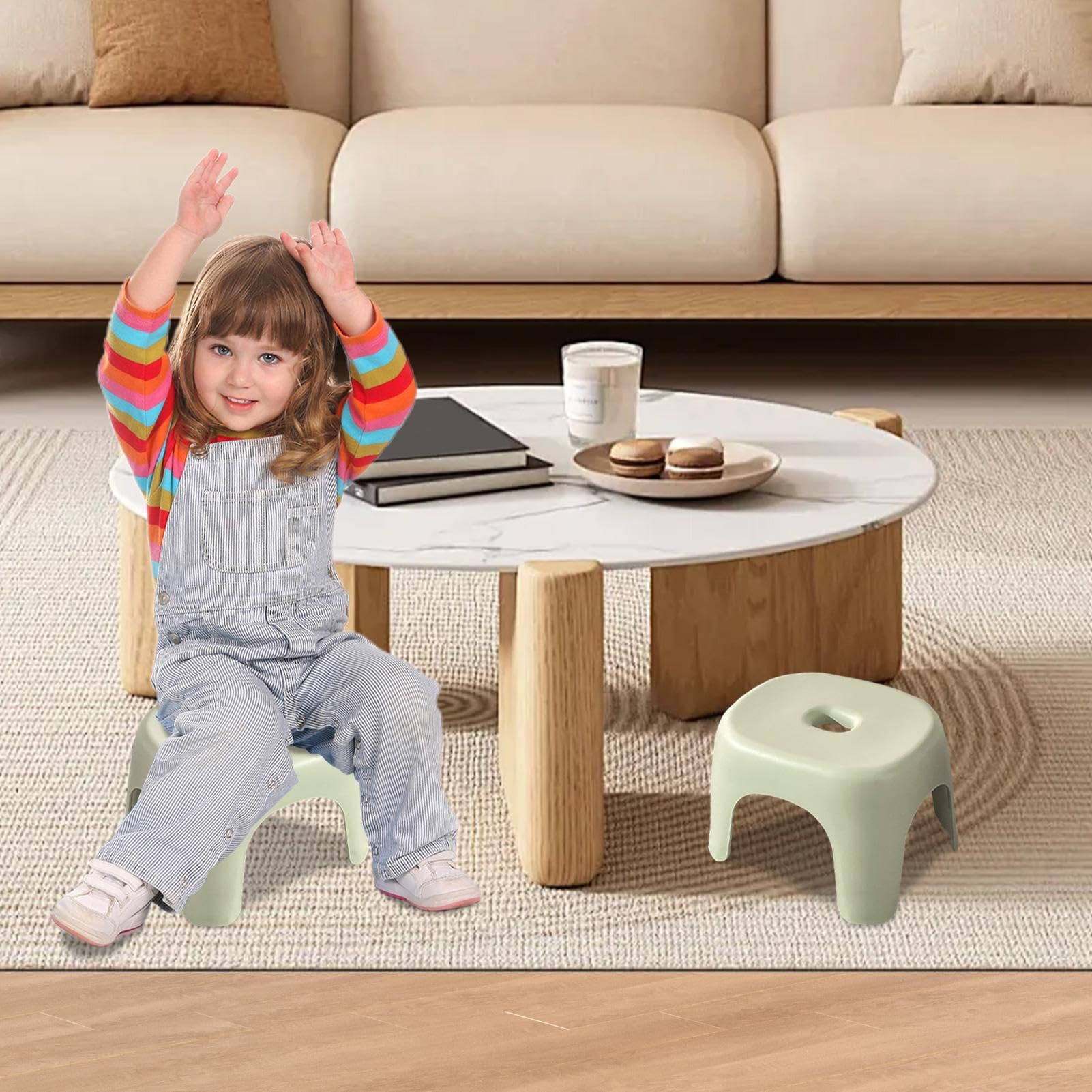 Kleiner Fußhocker, leichter Hocker für Wohnzimmer, multifunktionaler Hocker, tragbarer Hocker, Tritthocker, kleiner Hocker für Wohnzimmer, Küche, Badezimmer