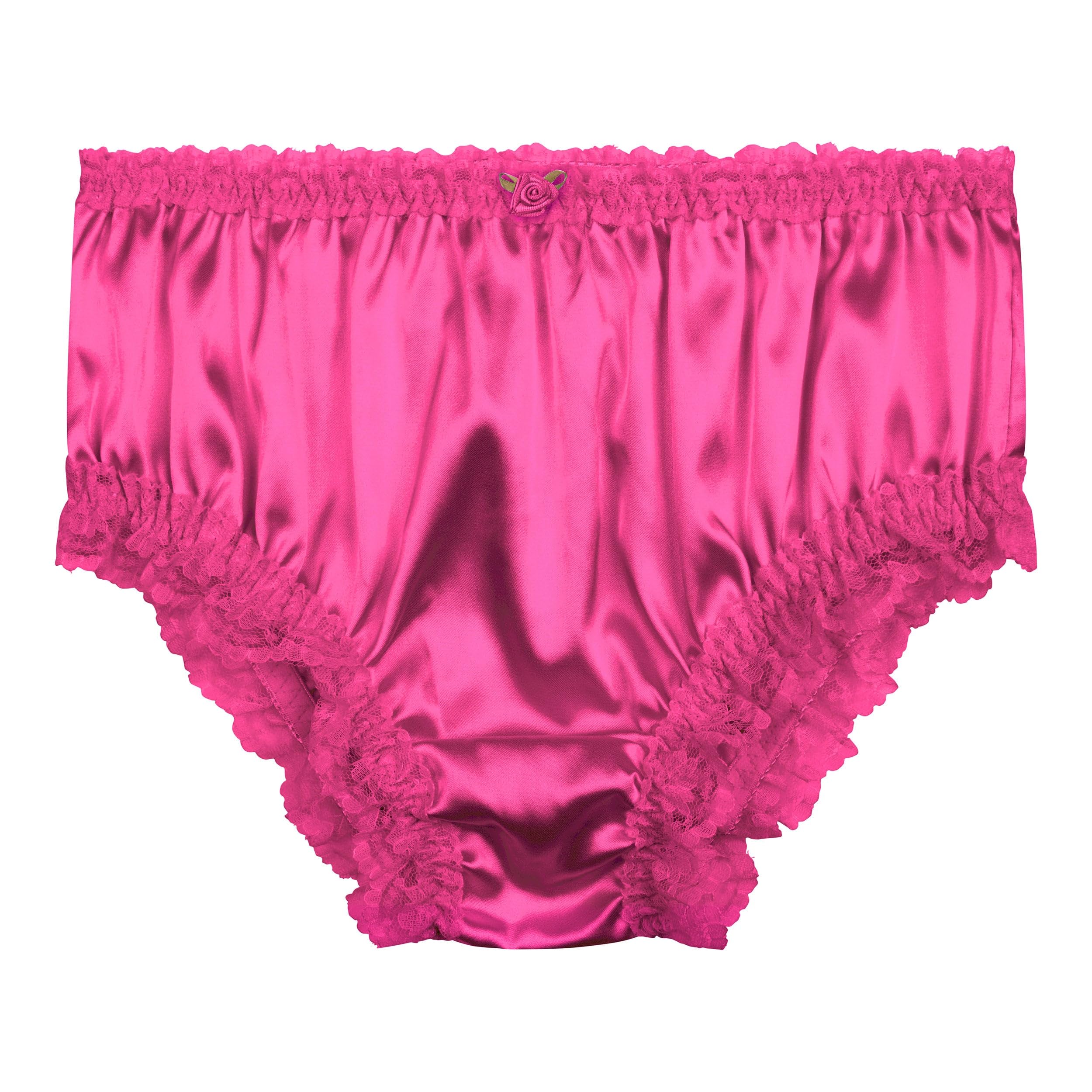 Satini Women's Satin Frilly Lace Sissy French Knickers Briefs Panties