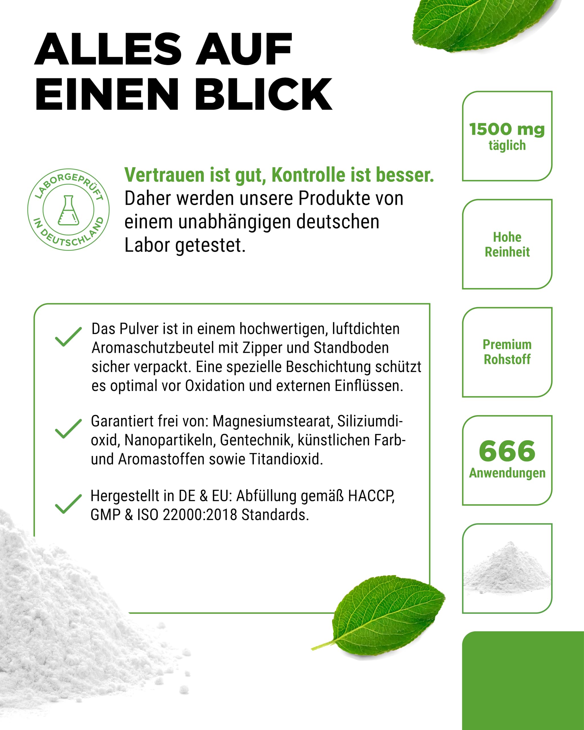 vit4ever Glucosamin HCL Pure - 1000 g - reines Pulver ohne Zusätze | pflanzliche Fermentation, laborgeprüft, vegan, hochdosiert