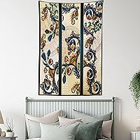 Vista 5 de Lunarable Tapiz abstracto, diseño floral de cachemira batik, adorno dibujado a mano, decoración de tela para colgar en la pared para dormitorio