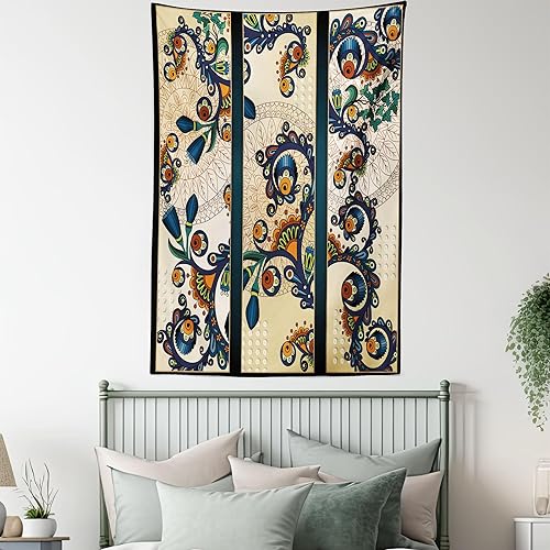 Miniatura 5 de Lunarable Tapiz abstracto, diseño floral de cachemira batik, adorno dibujado a mano, decoración de tela para colgar en la pared para dormitorio