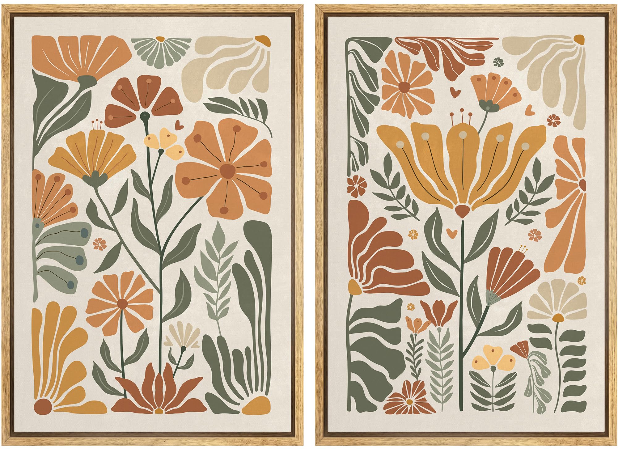 SIGNFORD Framed Canvas Print Wall Art Set Soft Hydrangea Pair Light Blue Florals with Green Leaves Illustration Modern Art Decorative Nordic Nature for Living Room, Bedroom, Office - 24"x36"x2 White — view 30