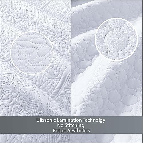 Miniatura 4 de MOONLIGHT20015 Colcha tamaño King (106 x 96 pulgadas) con 2 fundas de almohada (20 x 36 + 2 pulgadas) para todas las estaciones. Juego de ropa de