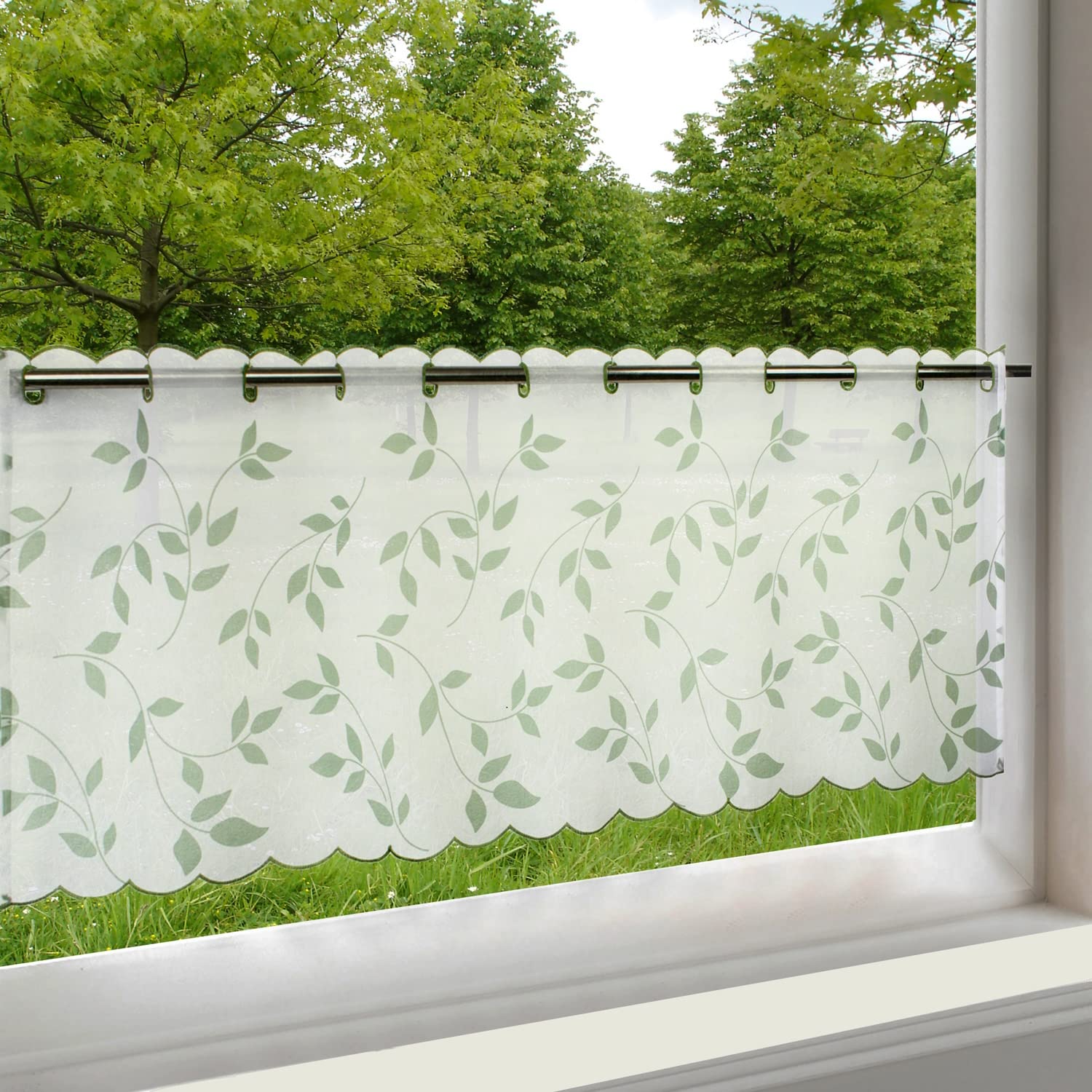 Geborduurde korte vitrage Floral 60 cm, wys. 60 cm