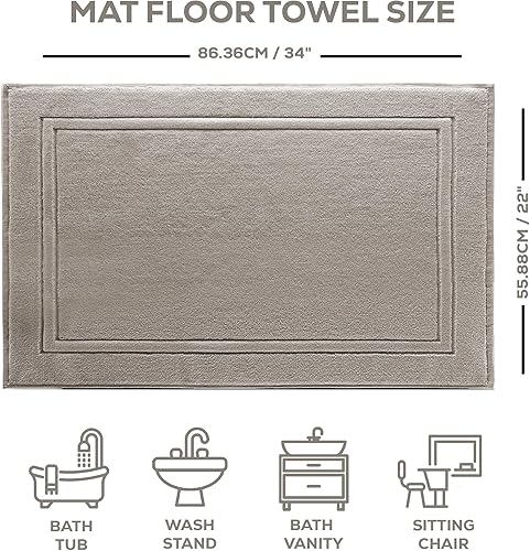 Miniatura 10 de Alibi Toalla de baño para piso, 1 paquete de toalla de algodón de lujo súper suave y absorbente, color champán, 44 x 26 pulgadas