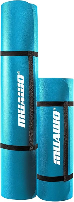 Muawo Prémium Fitness Matrac - Extra Vastag (1,5 cm) és Hosszú (190 cm) Csúszásmentes Jóga és Tornaszőnyeg, Sötétkék, NBR Habból,