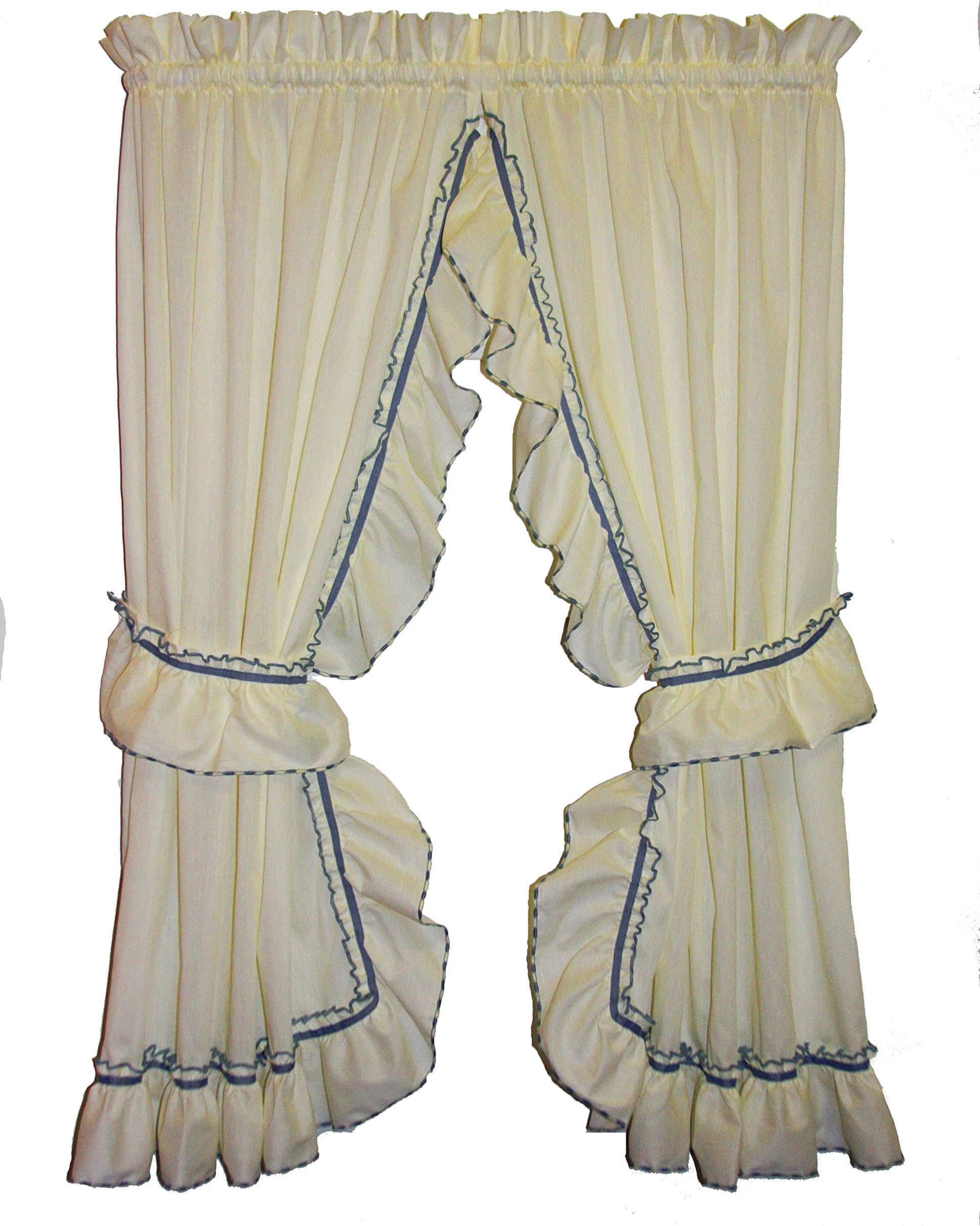 Window Toppers Jenny Country Ruffle Priscilla Curtains Pair 86 Inch W by 84 Inch L - 3 Inch Rod Pocket, Slate