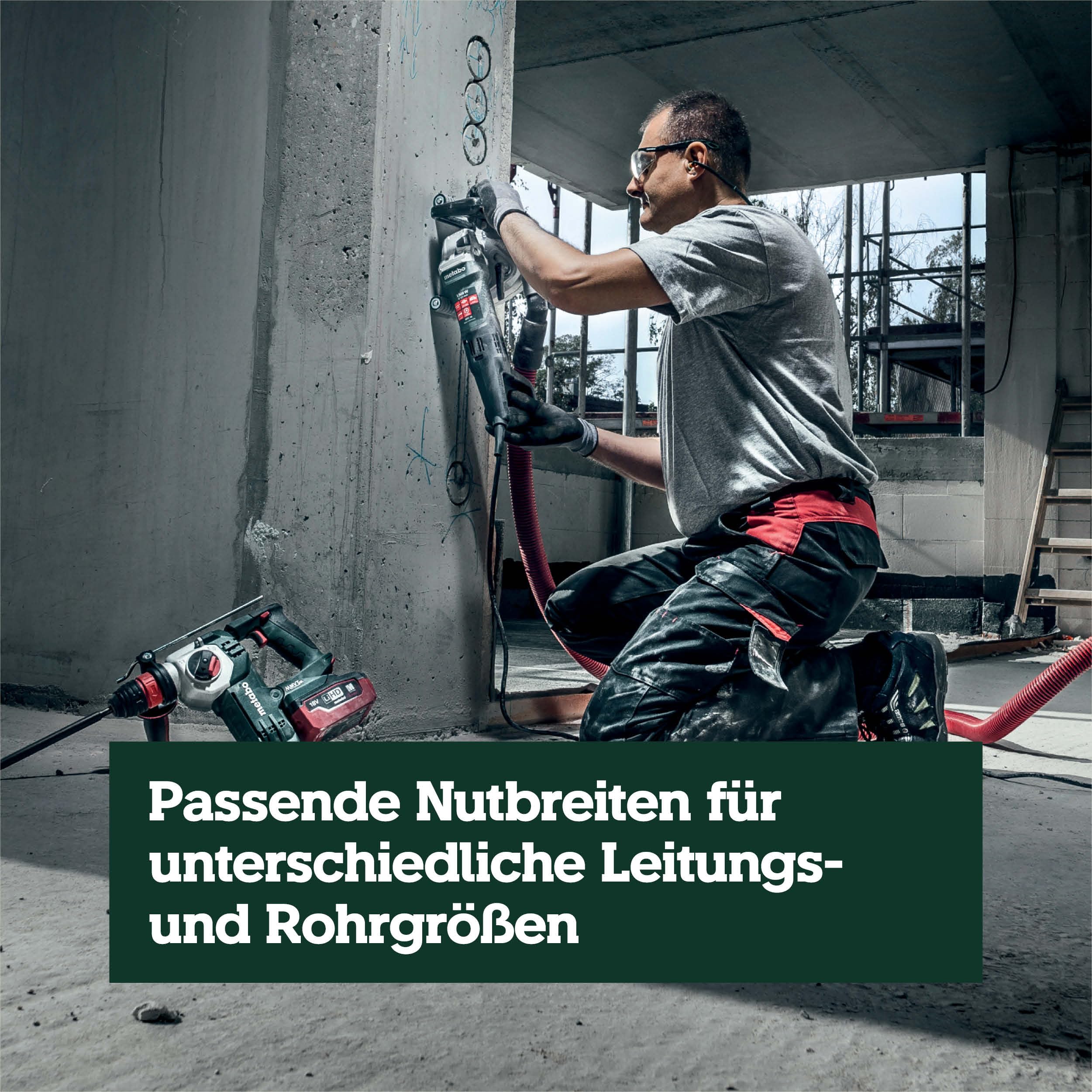 Metabo Mauernutfräse MFE 40 – 604040500 – Für präzise Elektroinstallationen zum Verlegen von Kabeln und Leerrohren unter Putz mit Frästiefen bis 40 mm – 4 m Kabellänge