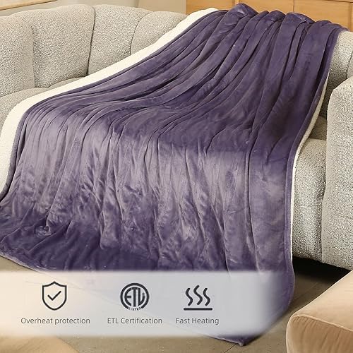 Miniatura 6 de ESTINGO Manta térmica eléctrica tamaño individual, manta térmica con 5 niveles de calefacción y apagado automático de 10 horas, manta térmica con
