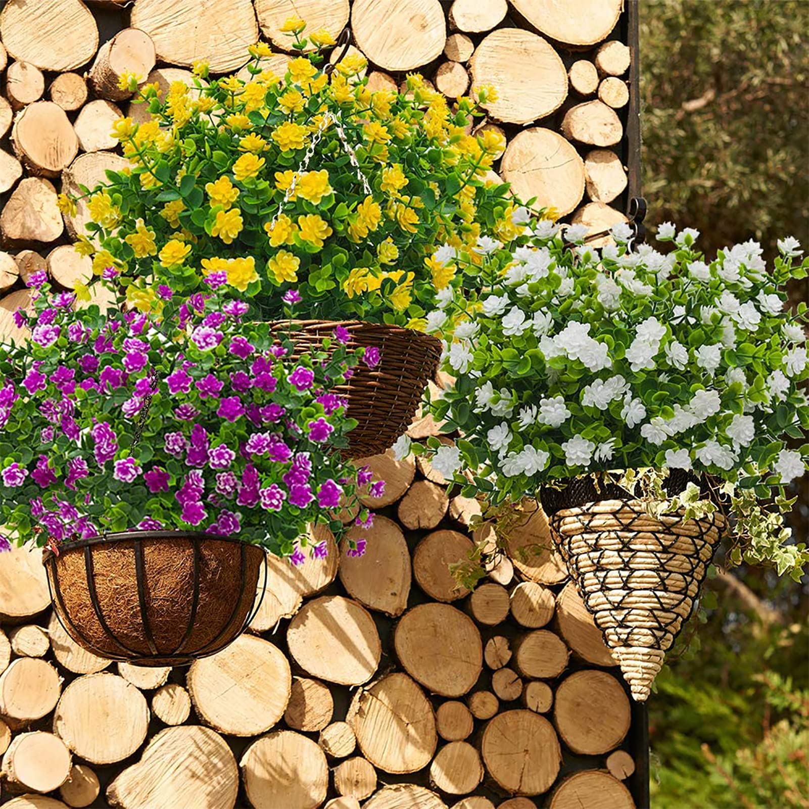 Yimingjin 12 fasci di fiori artificiali, resistenti ai raggi UV, piante da