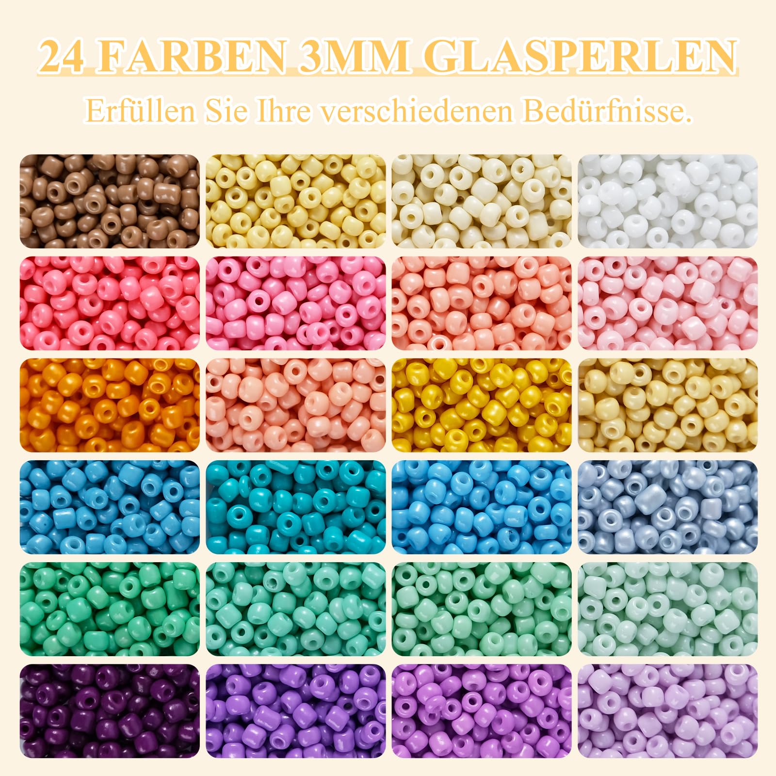 ARTREE 3mm Perline per Braccialetti, 24 Colori Perline per Bigiotteria Fai da te, 6000+ Kit Braccialetti con Lettere per Fai da Te Perle di Braccialetti, Collane, Bigiotteria, Regali