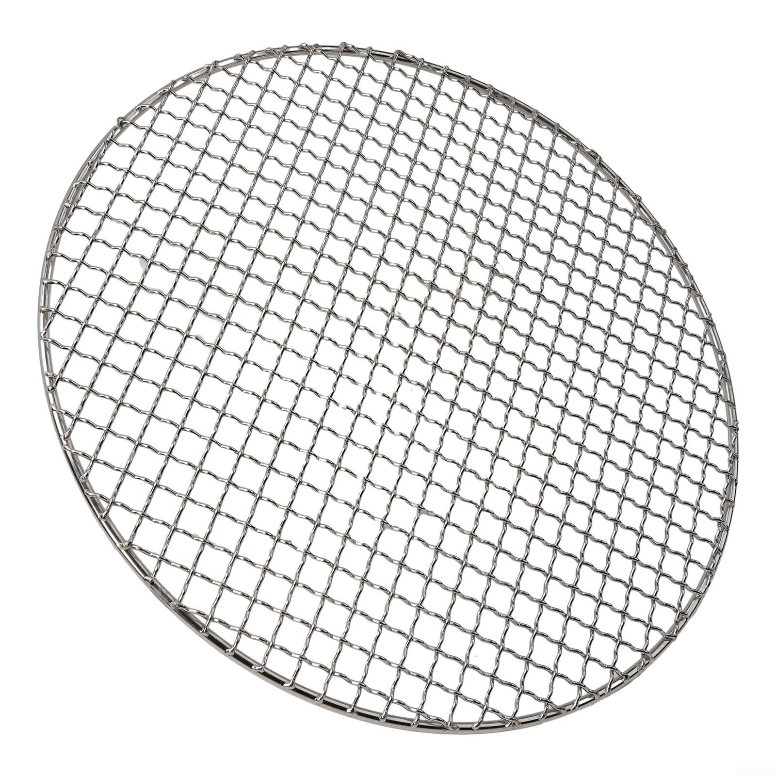 HGCOEYR BBQ Grill Mesh Net, Stainless Steel BBQ Mesh, Nonstick Korean Grill Net, Crossed Wire Grate, Silver, 150-380mm(330MM)