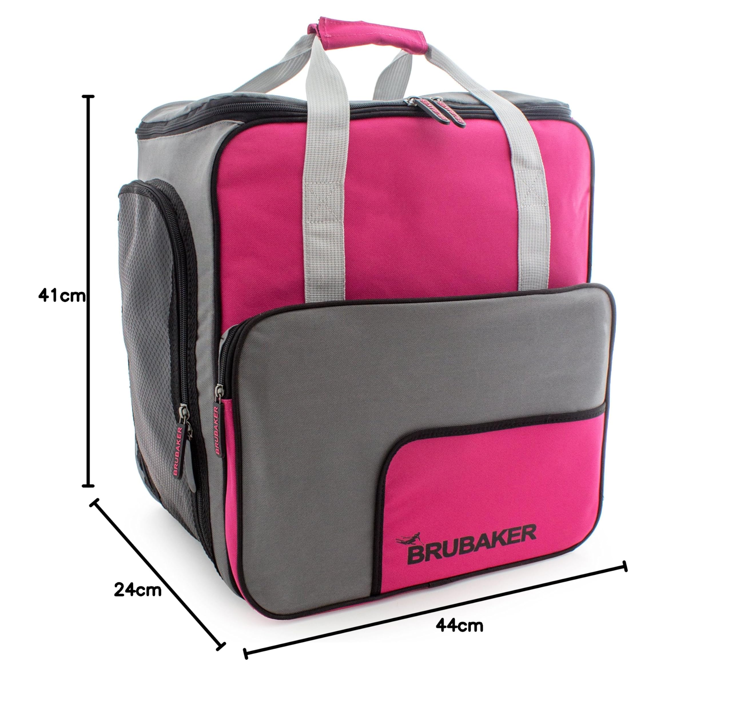 BRUBAKER Skischuhtasche Helmtasche Skischuhrucksack Superfunction Pink Grau - Limited Edition -