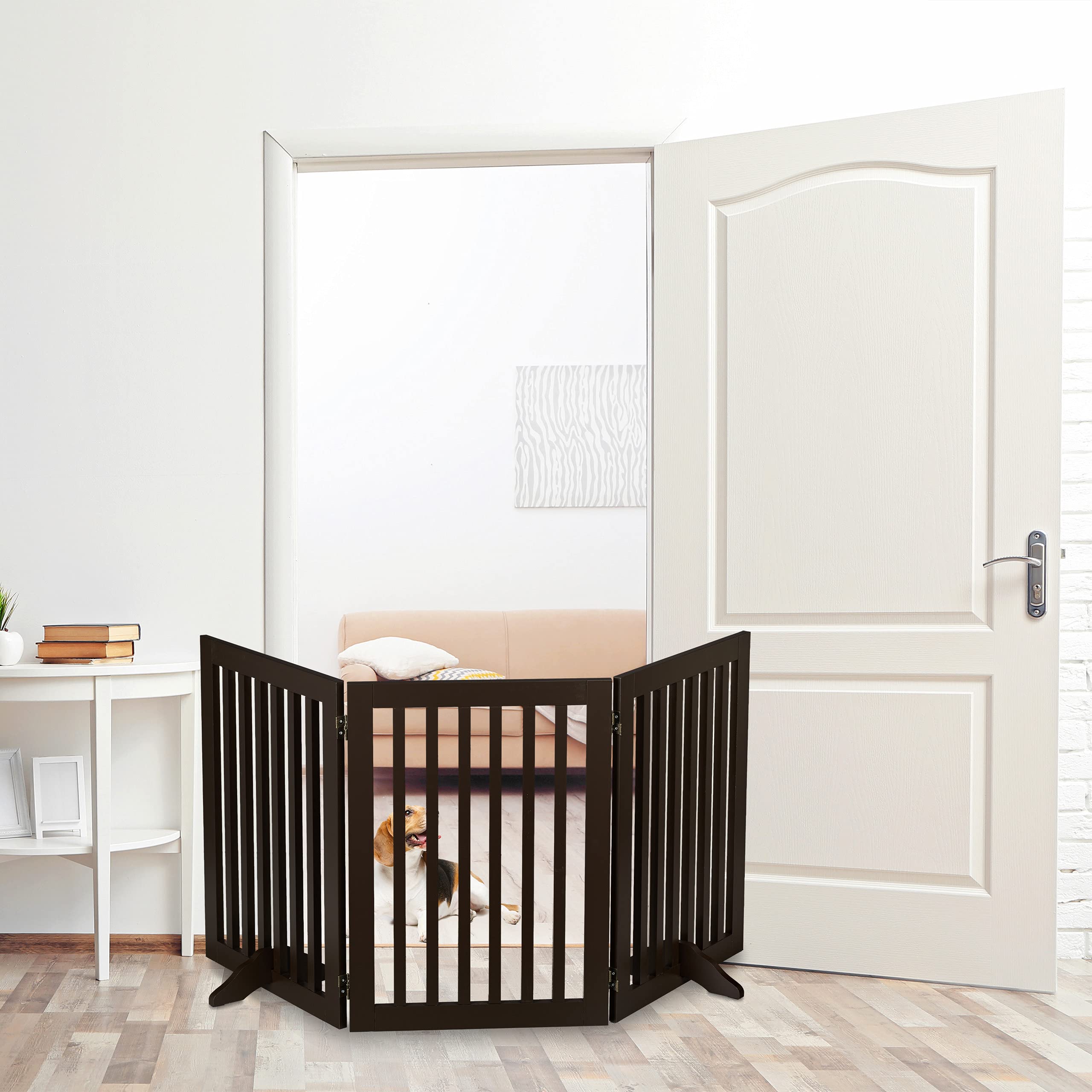 Relaxdays Cancelletto per Animali, Barriera per Cani e Gatti, Recinzione Scale, Cancellino HxL: 70 x 154 cm, Marrone
