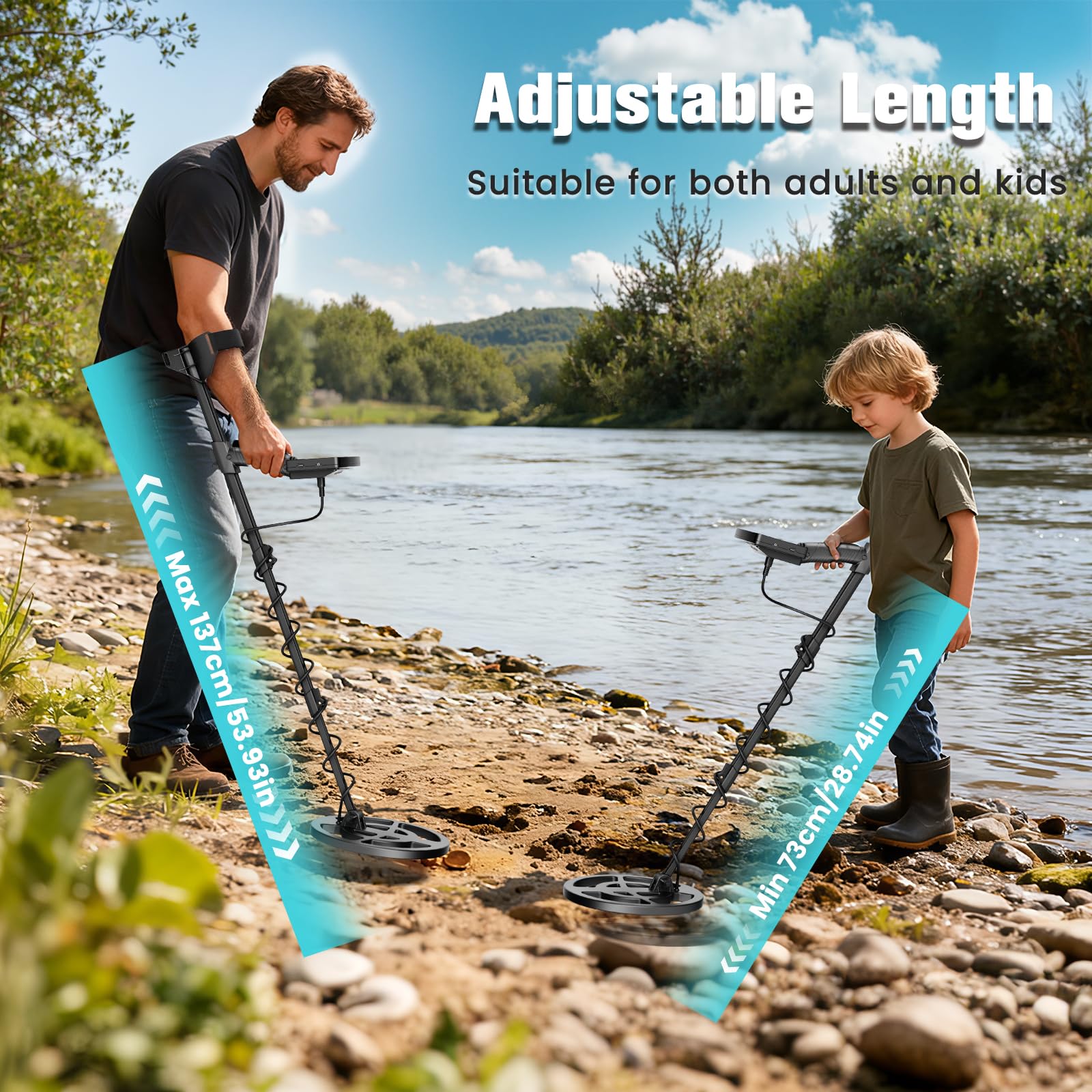 Détecteur de métaux professionnel avec 2 batteries rechargeables, 5 modes Détecteurs de métaux pour adultes et enfants, IP68 étanche Bobine de recherche de 26 cm avec écran LCD, écouteurs (Vert Foncé)