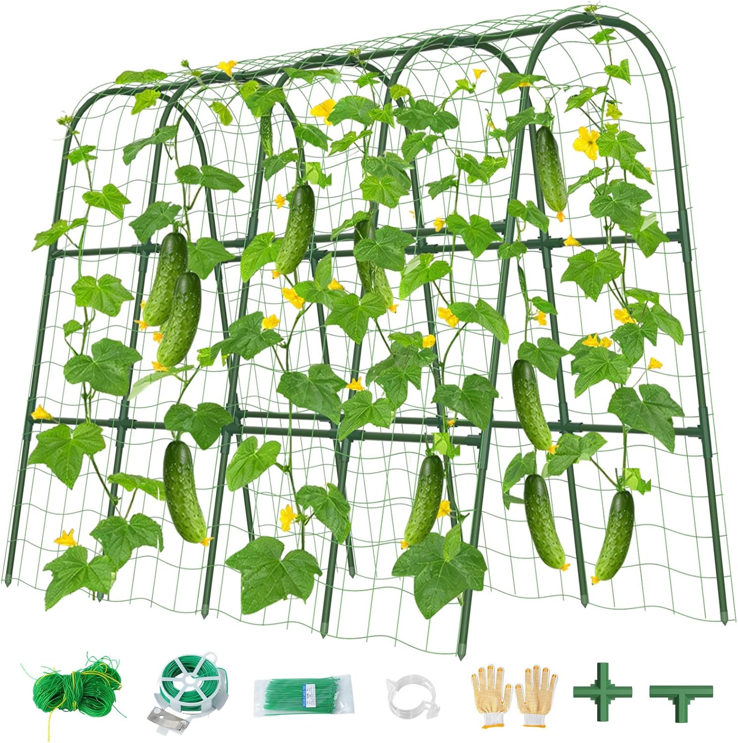 Cucumber Trellis for Raised Bed, U-Shape Garden Trellis for Climbing Plants Outdoor, Metal Arch Vegetables Trellis, Plant Support for Grape Vine Beans Squash Peas Flower