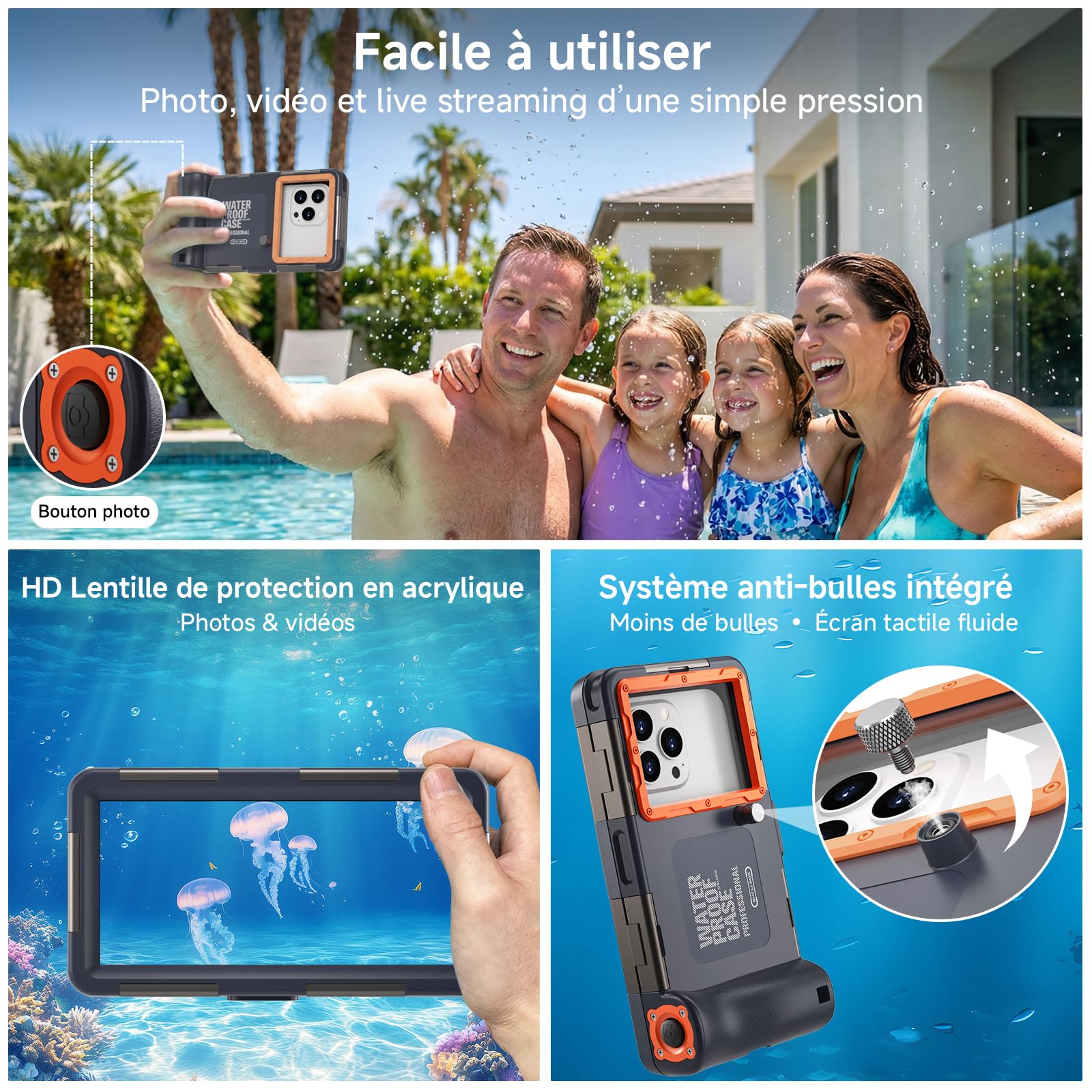 DANZHANG Pochette Étanche Smartphone IPX8 –Coque Waterproof 4,7–6,8" Compatible avec iPhone 17/16 / 15/14 / 13/12 / 11 (Pro/Pro Max/Plus/Mini), Samsung S10–S25 Ultra/Plus, Xiaomi