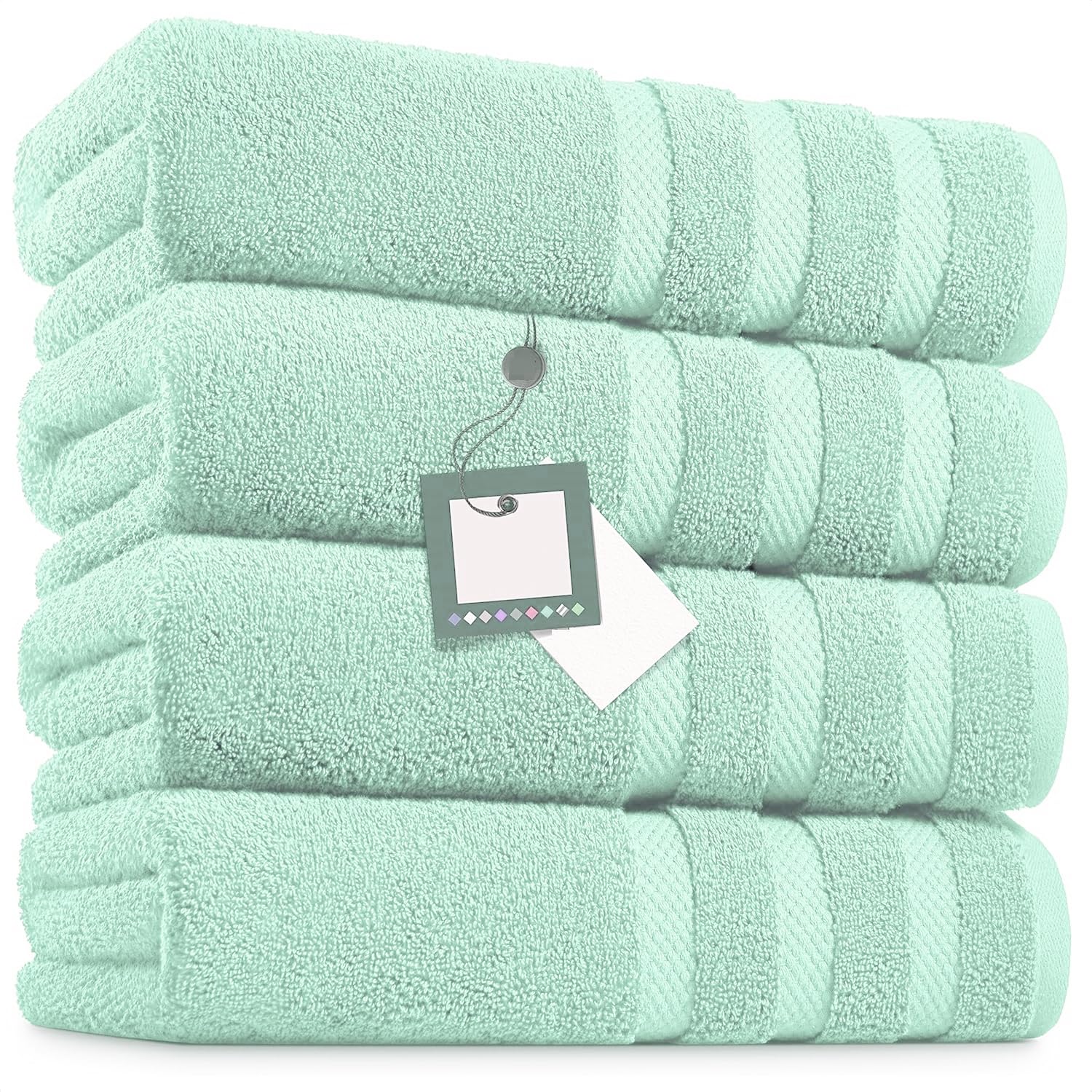 Pack of 4 Extra Large Big Super Jumbo Bath Sheets 100% Egyptian Cotton Oversized (100 x 200 cm -600 GSM) Quick Dry XL Bath Towels Set (Mint)