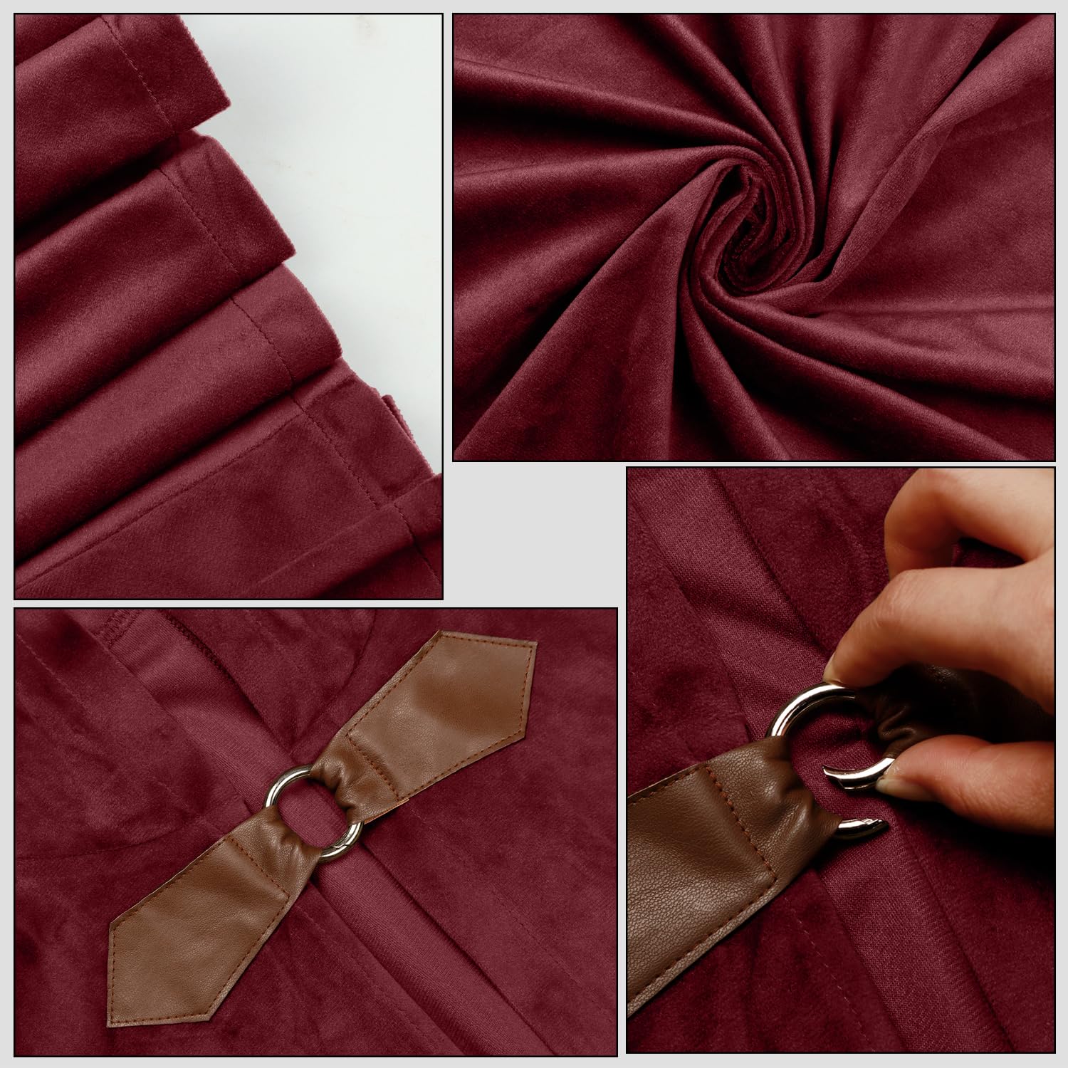 keland Mantello con Cappuccio in Velluto Mantello Hobbit Medievale di Halloween per Donna Uomo (Burgundy)