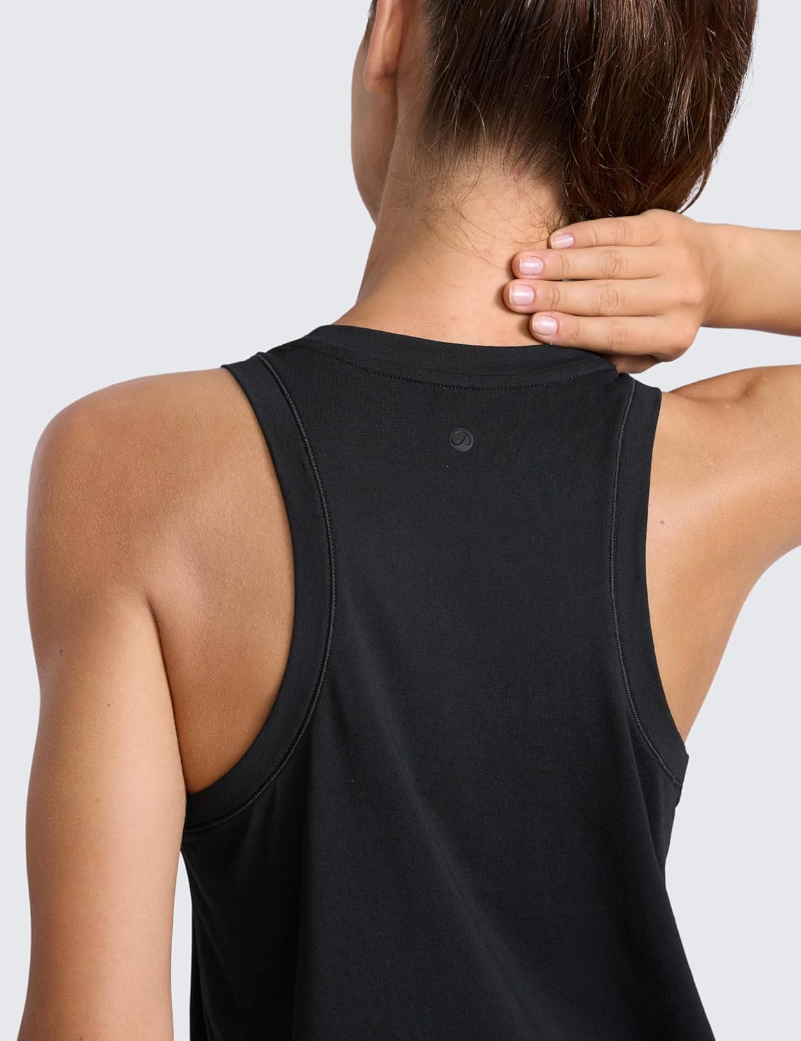 CRZ YOGA Cotton-Blend Workout Racerback Tank for Women Athletic High Neck Breathable Tops Casual Basic Sleeveless Shirts - Image 5
