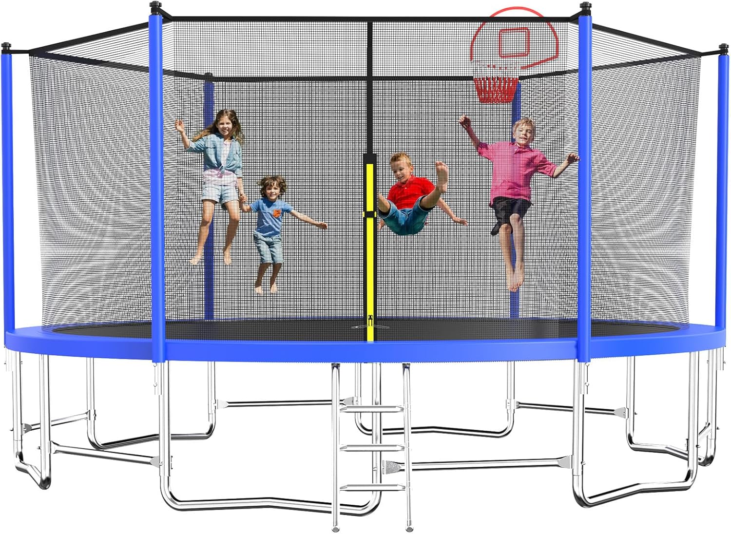 Tatub 8FT 10FT 12FT 14FT 15FT 16FT Trampoline, Outdoor Recreational Trampolines with Basketball Hoop for Kids and Adults