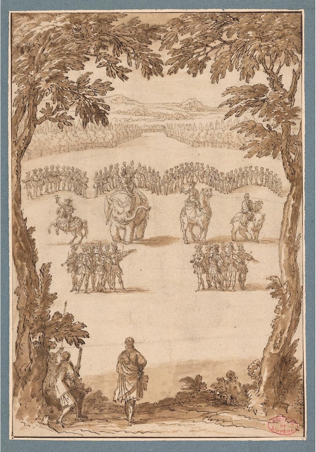 ArtDirect The Pleasures of the Enchanted Island, first day – Entrance of the Four Seasons and their retinue of concertgoers, gardeners, harvesters, grape pickers and old men (1664) Art Print Giclee Poster by François Chauveau