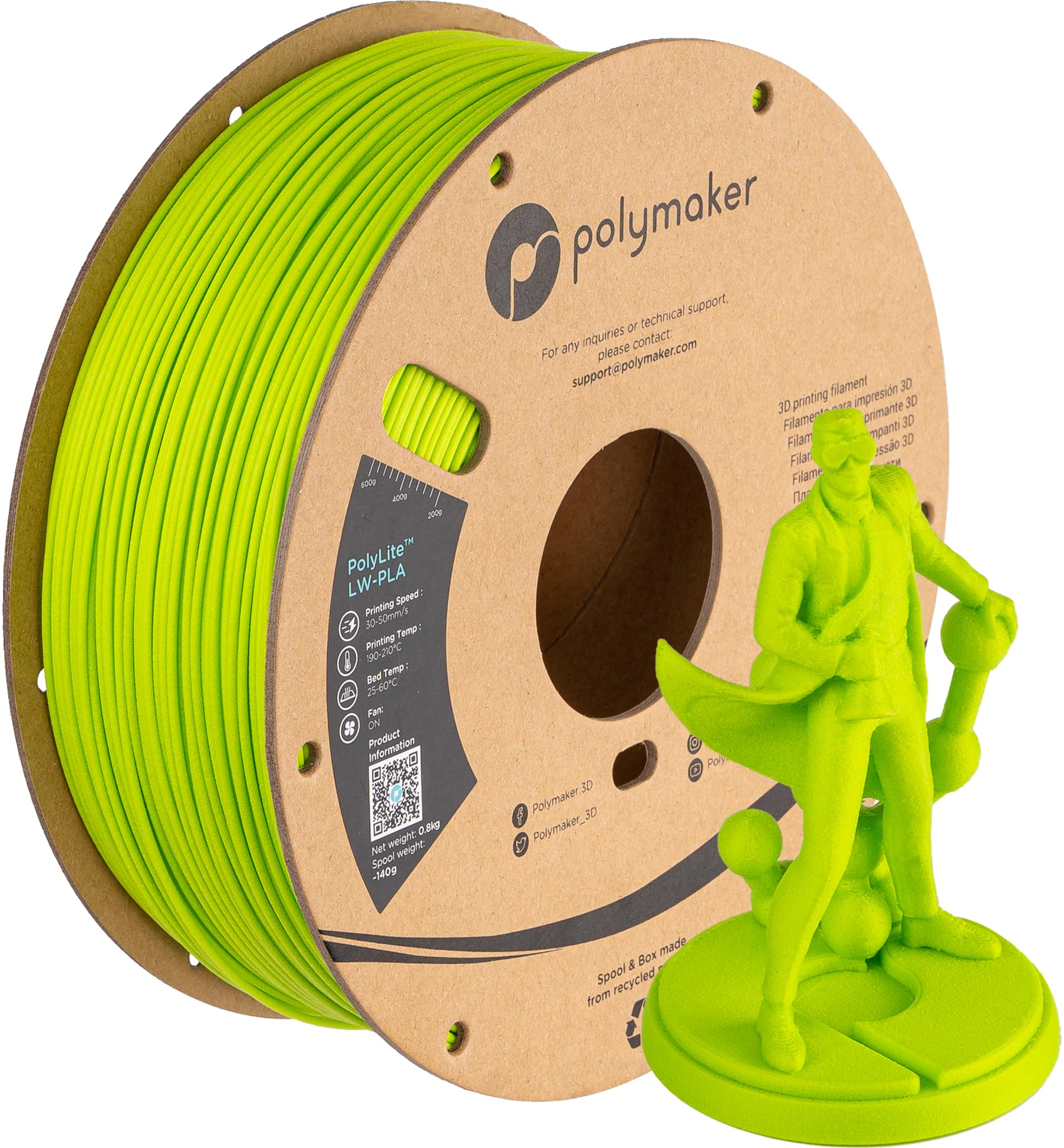 Polymaker PolyLite LW-PLA - 1.75mm - 800g - Green