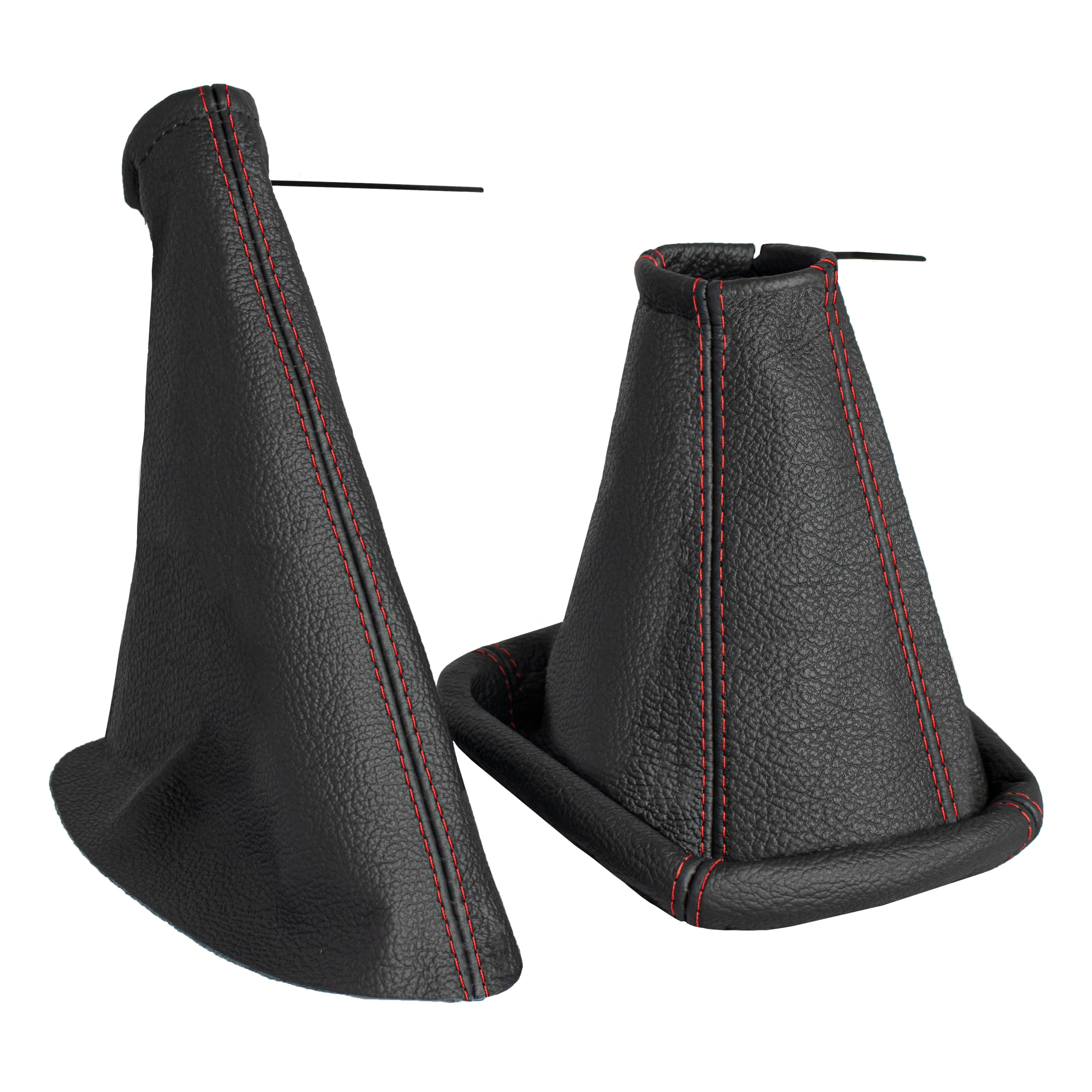 Funda palanca de cambios y Freno de mano - para Opel Vectra B 1995-2002 - negro rojo - de cuero auténtico - de marchas manual - para transmisión manual - fuelle palanca de cambios - (A106-9)