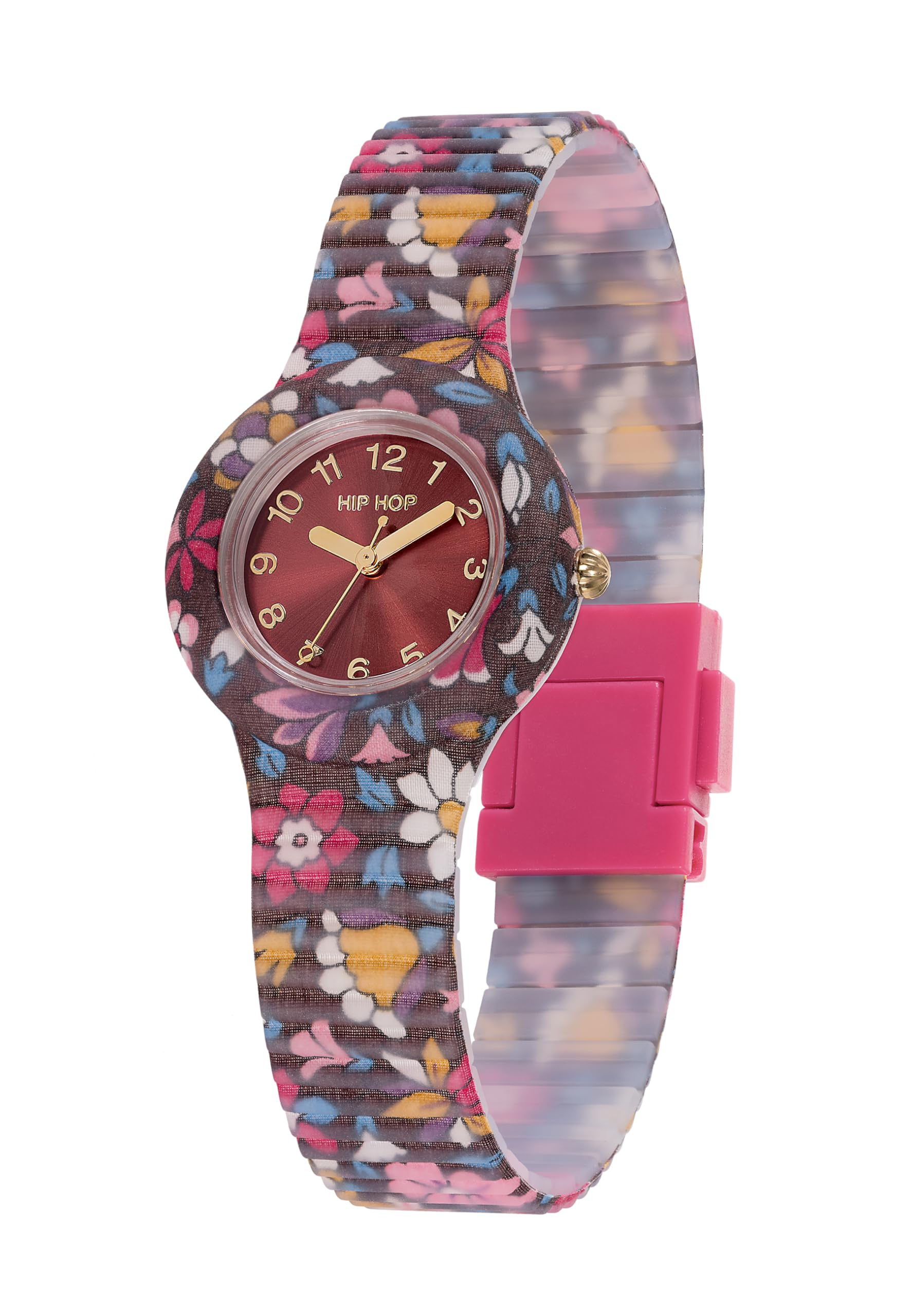 HIP HOP, Flora-Kollektion, Damenuhr mit Quarzwerk, Armband aus hypoallergenem Silikon und Liberty London-Gewebe, Gehäuse 32 mm, wasserdicht