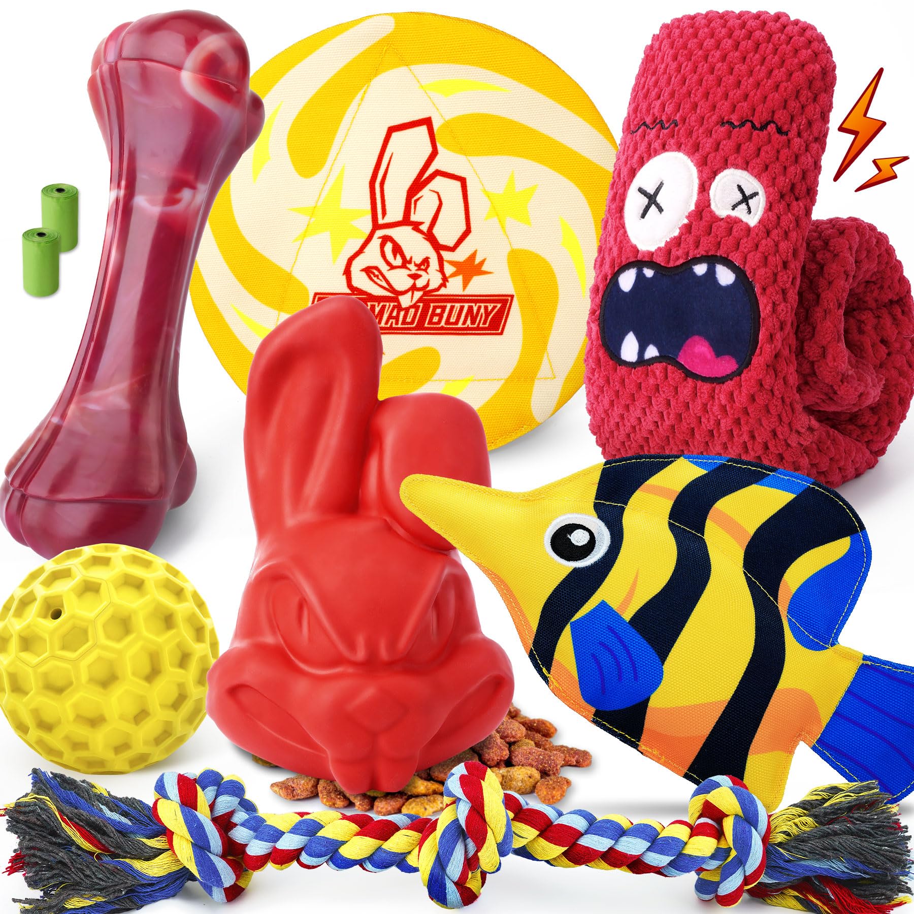 IMMADBUNY 9 Piece Dog Toy Set