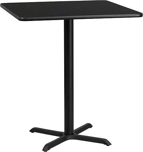 Flash Furniture Mesa cuadrada laminada negra de 36 pulgadas con base de mesa de altura de barra de 30 x 30 pulgadas Negro -,Caoba,Natural,Nogal