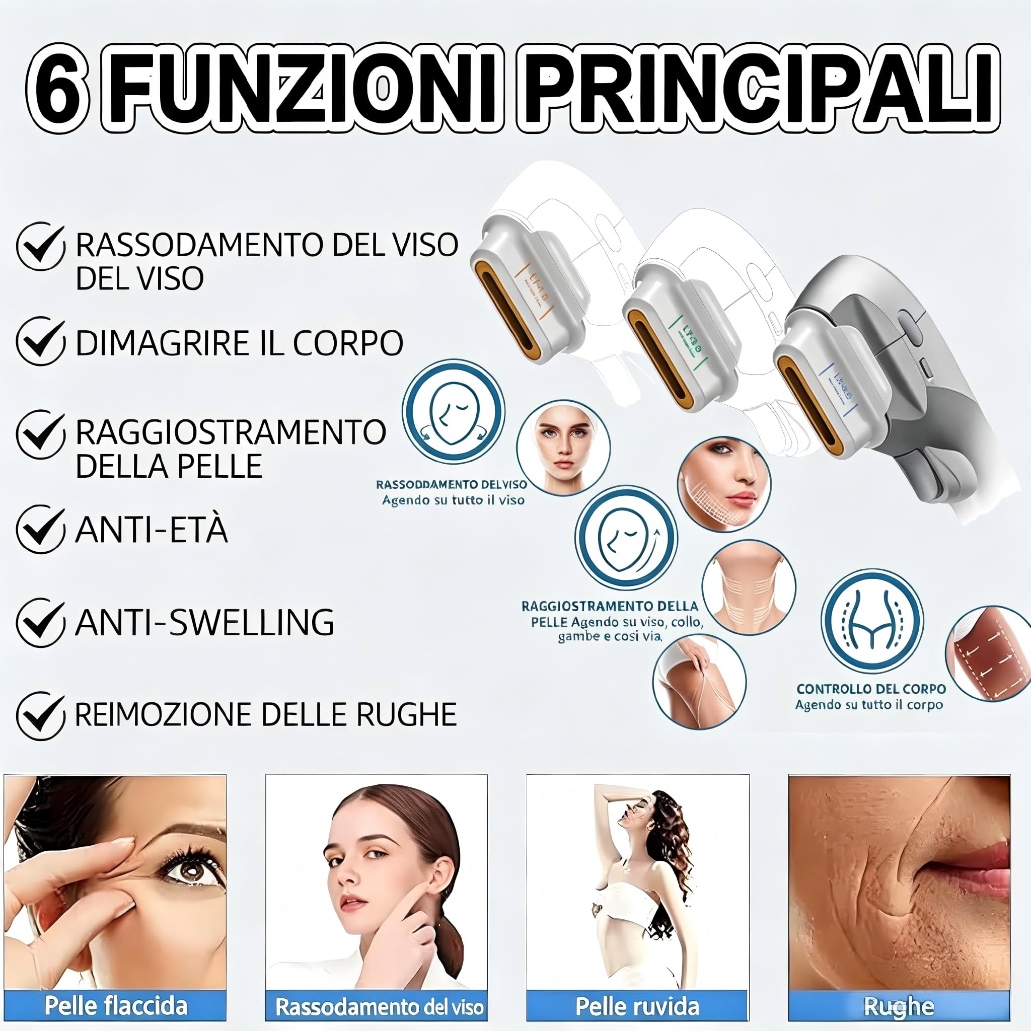 Macchina 7D HIFU Non Invasiva Lifting Viso Corpo Sonde 1.5-13mm Riduzione Rughe Certificata CE