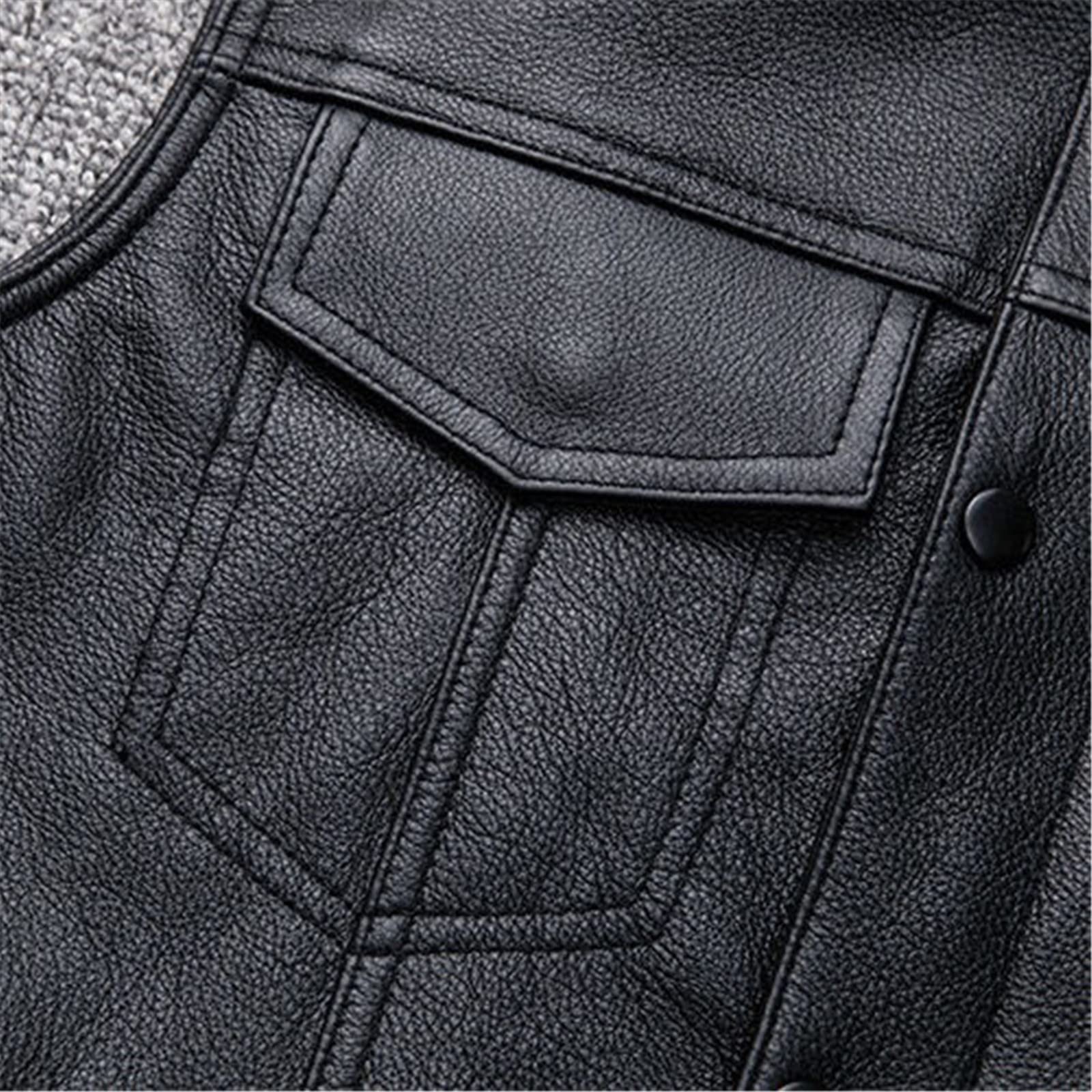 PU gilet in pelle gilet nero gilet senza maniche giacca spessa moto sottile gilet multi tasca cerniera