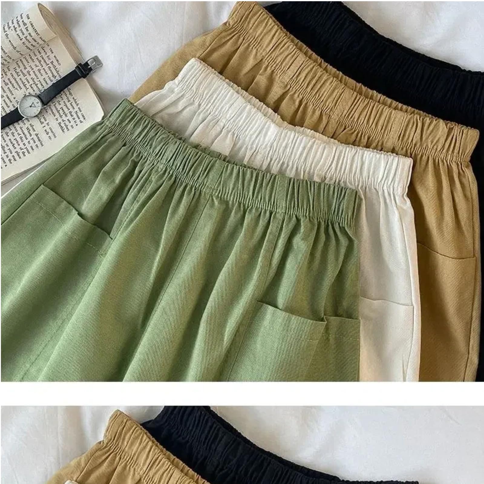 Shorts Utilitaires Rouges Amples à Jambes Larges Fines pour Femmes Vêtements d’extérieur décontractés d’été