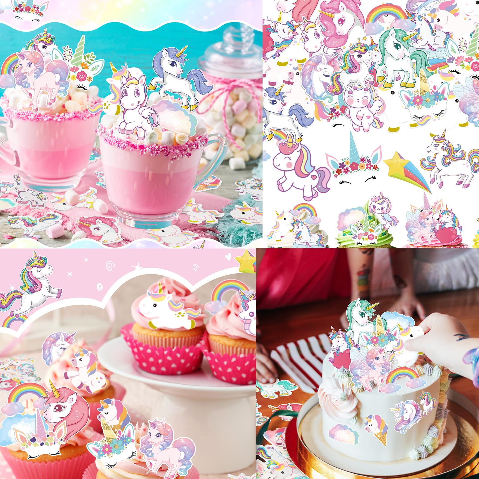 Einhorn-Kuchendekoration Set – 2 Stück Mit Engelsflügeln, 7,6 Cm Hoch, Für Geburtstag & Babyparty