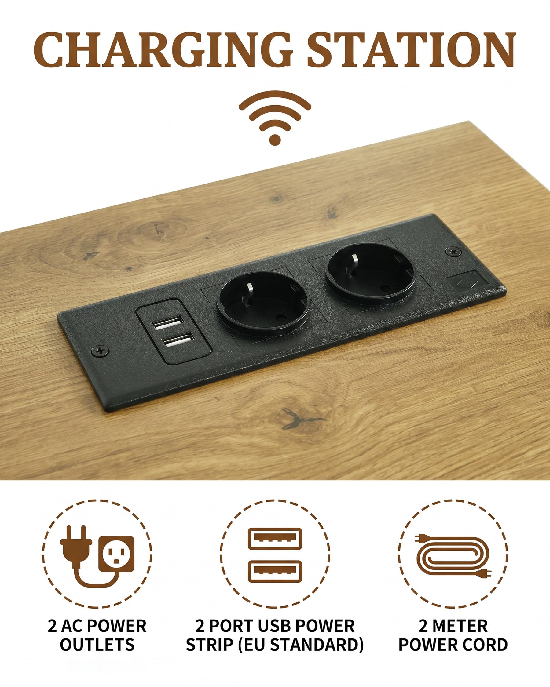 Isola da Cucina con Presa e Piano di Lavoro Pieghevole Mobile da Cucina con Ruote Credenza da Cucina Salvaspazio con 2 Cassetti e 2 Ante Nero/Rovere 120 x 74 x 94,5 cm